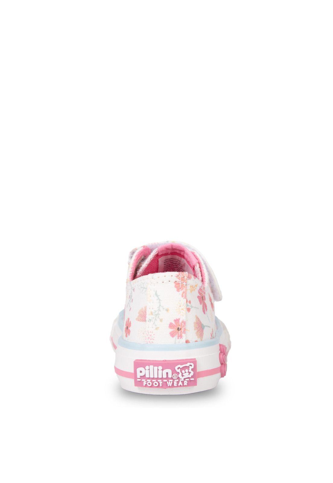 Zapatilla Bebé Niña de Lona Floral Crudo Pillin-3
