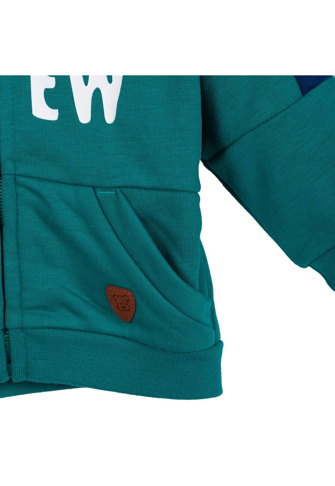 Buzo Bebé Niño con Cierre y Capucha Estampado Skater Verde Pillin-4