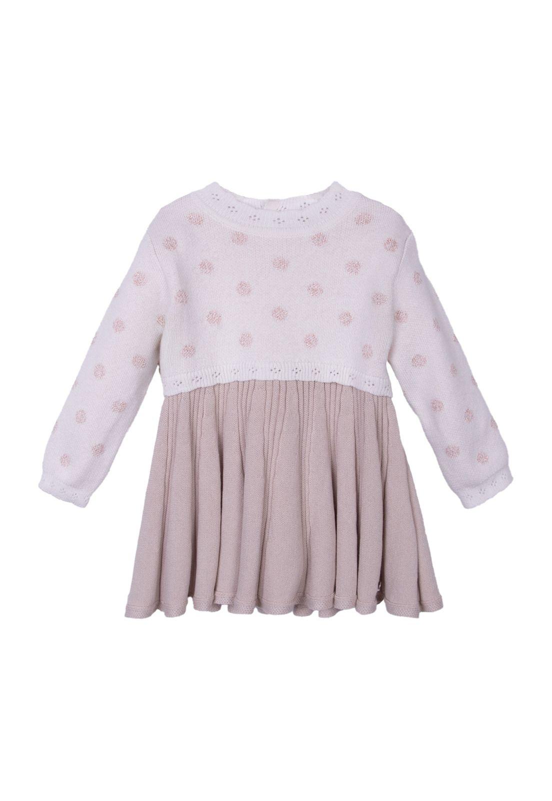 Vestido  Tejido   Pillin Blanco Niña (PVD918-26CRU)-0