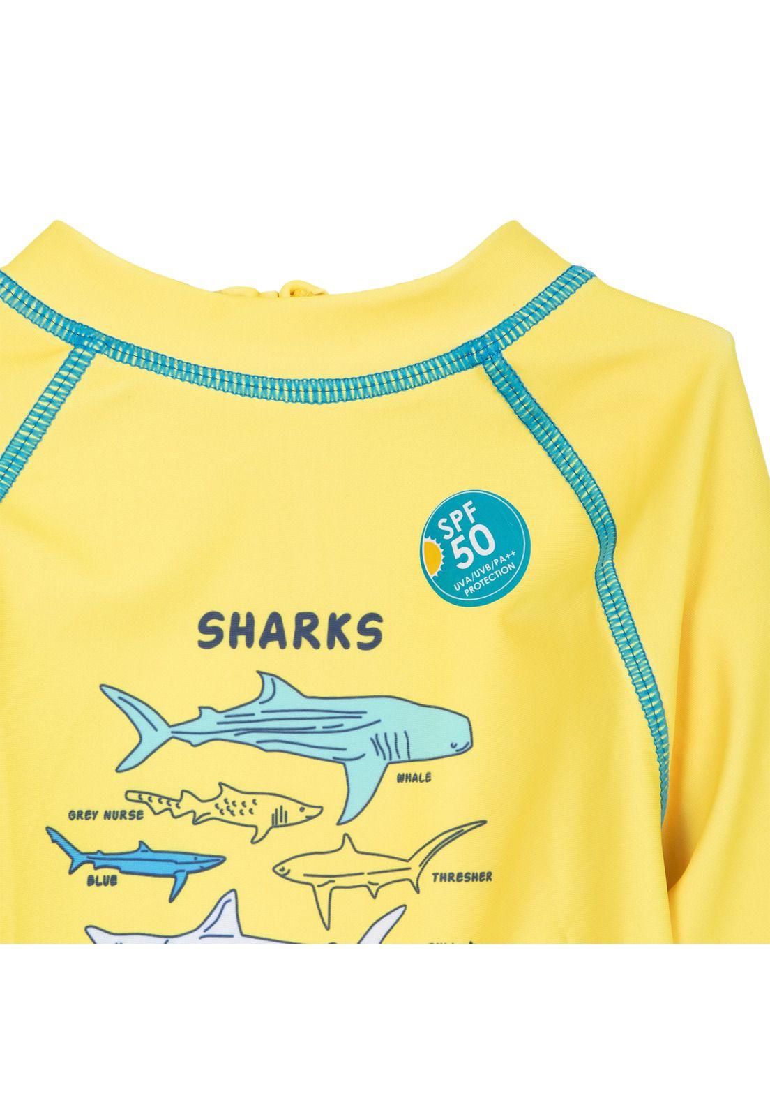 Polera de Baño Niño Manga Larga Protección UV Amarillo Pillin-2