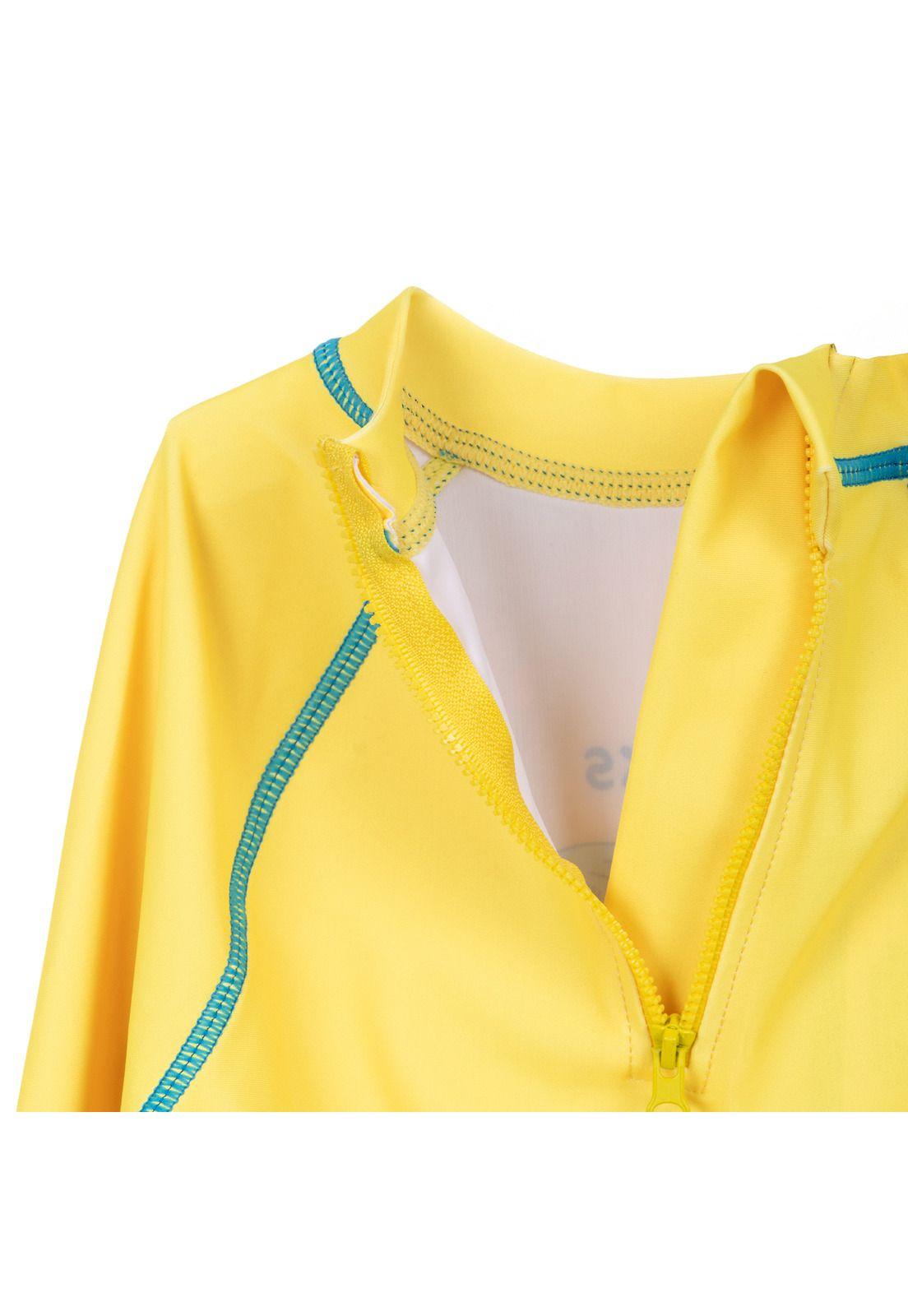 Polera de Baño Niño Manga Larga Protección UV Amarillo Pillin-3