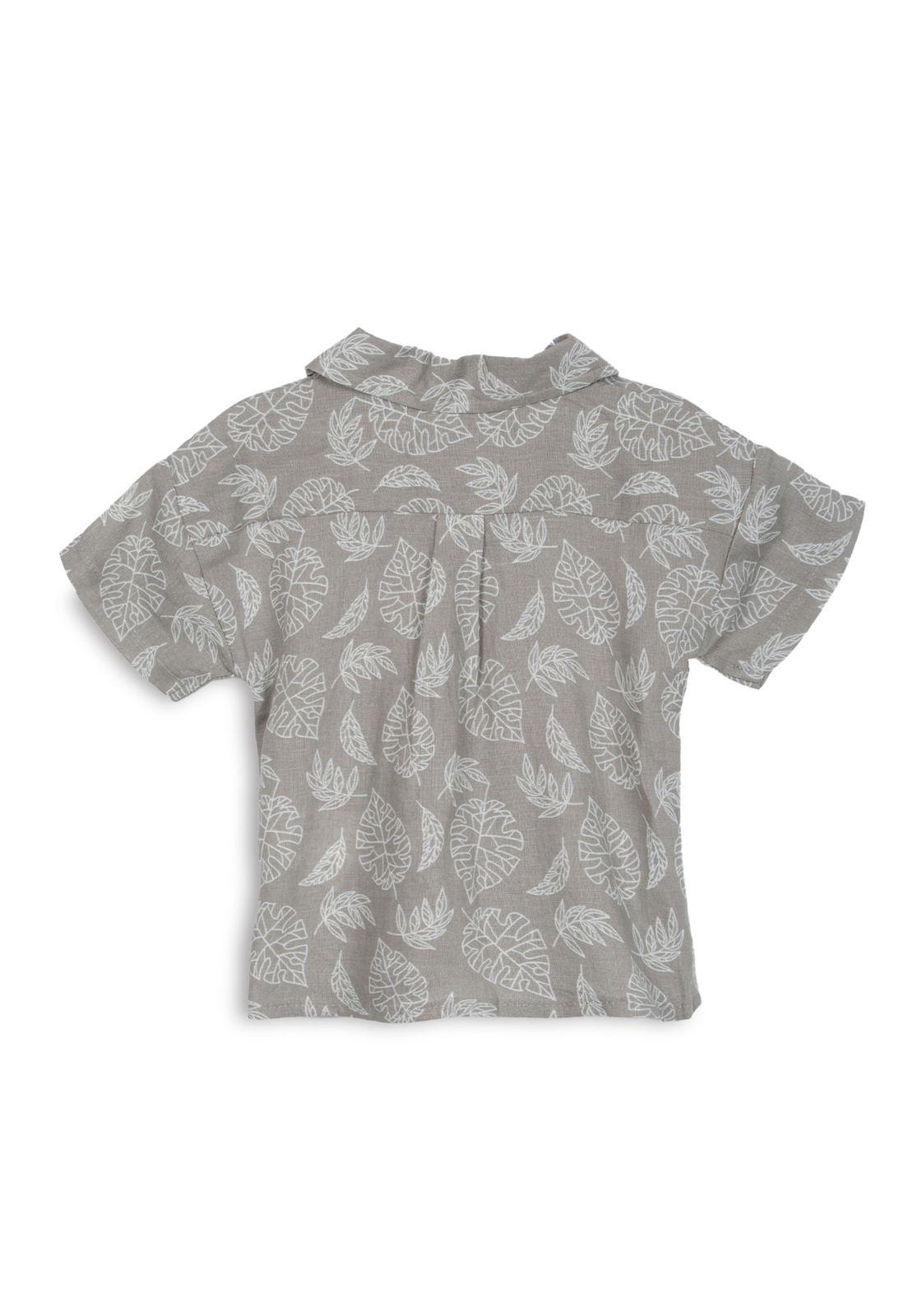 Camisa Bebé Niño Lino Estampado Silveste Verde Pillin-1