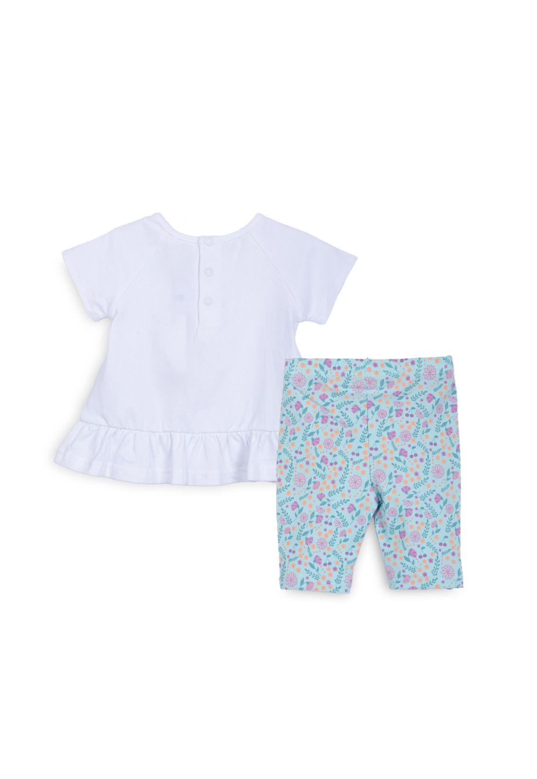Conjunto Bebé Niña Manga Corta Broches Floral Verde Pillin-1