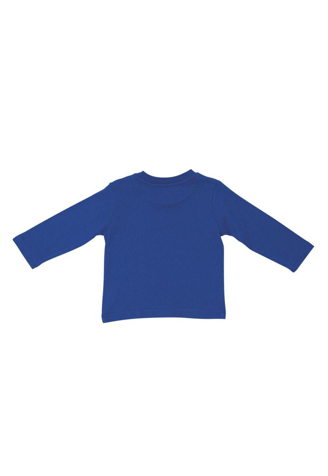 Polera Manga Larga Bebé Niño Azul Pillin-2