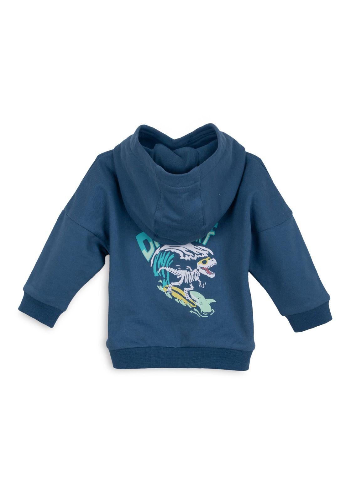 Polerón Bebé Niño Broches Estampado Dinosaurio Azul Marino Pillin-1