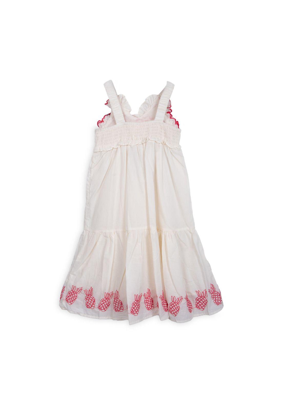 Vestido Niña Sin Mangas Bordado Piñas Crudo Pillin-1
