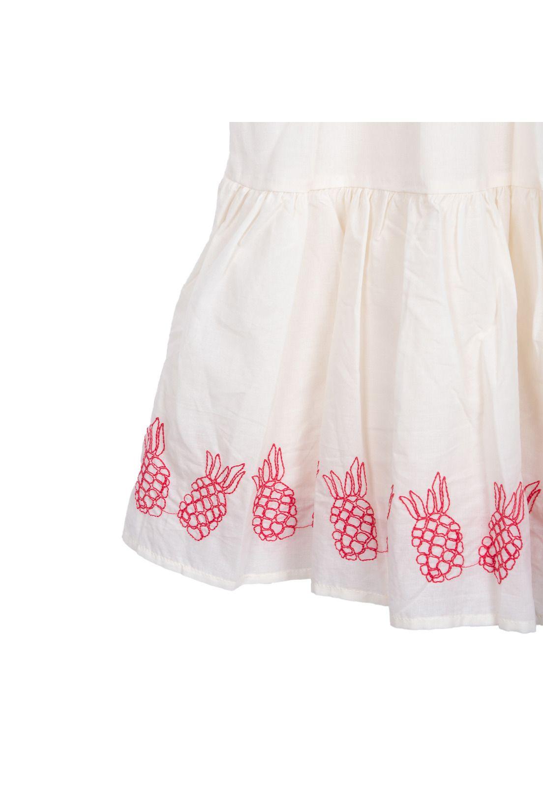 Vestido Niña Sin Mangas Bordado Piñas Crudo Pillin-2