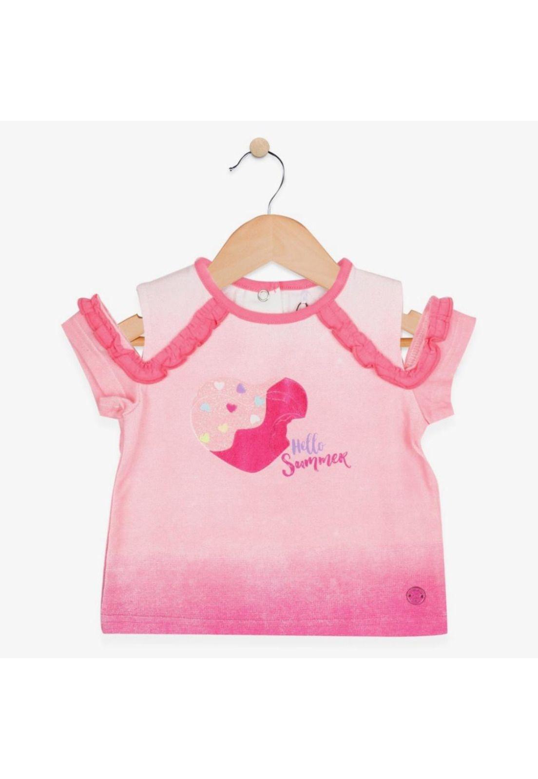 Polera Bebe Algodón Verano Niña Rojo-0
