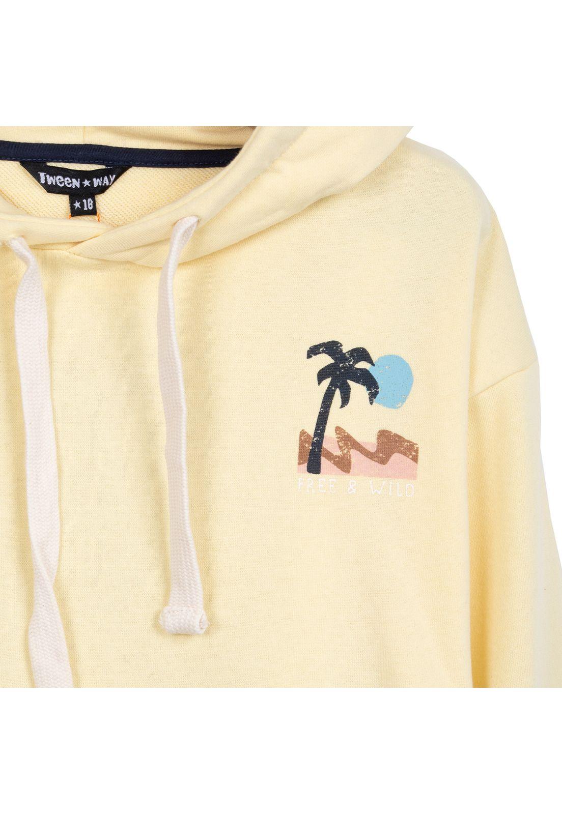 Polerón Niño Cerrado con Capucha Estampado Amarillo Pillin-2