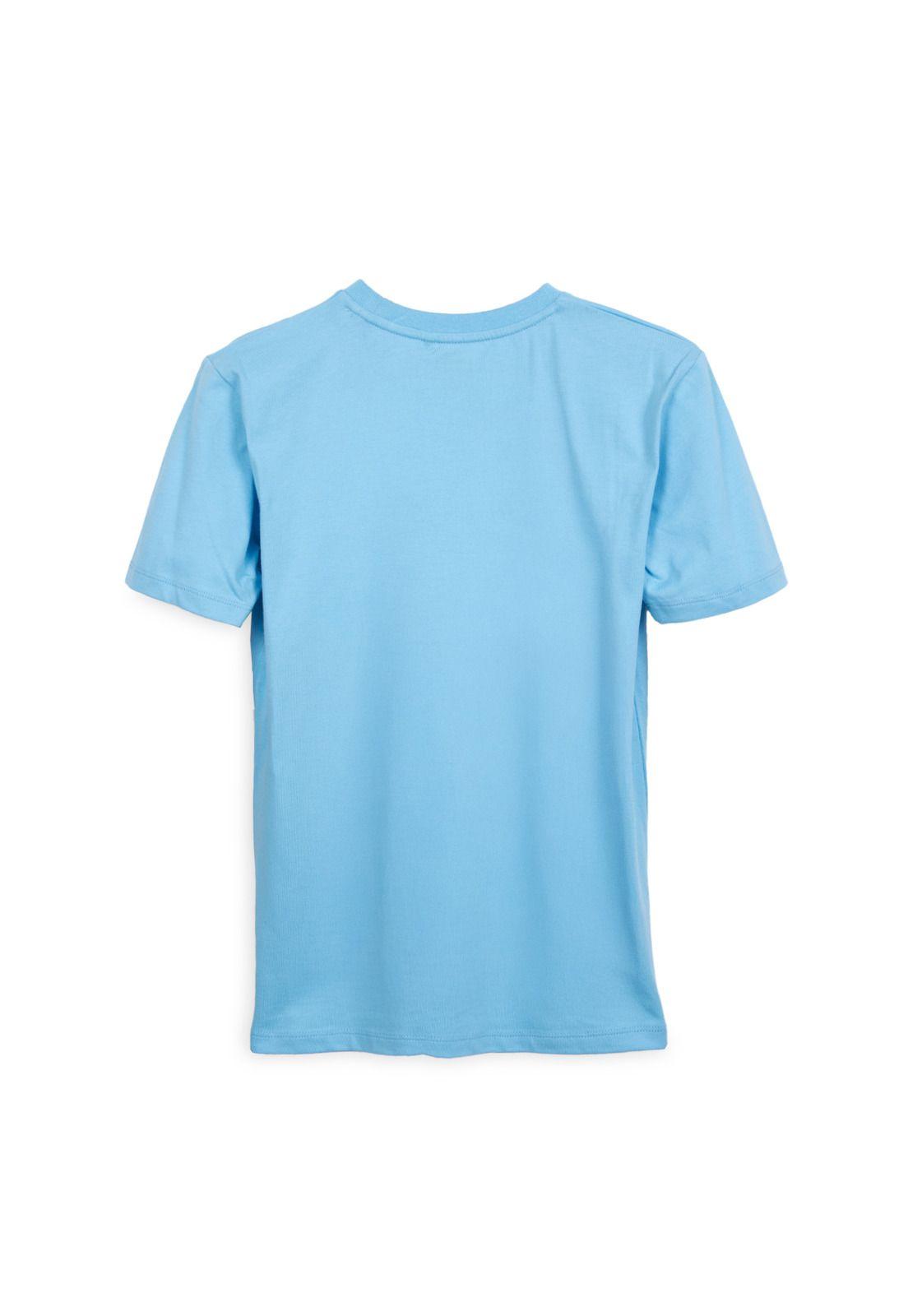 Polera Niño Manga Corta Estampada Celeste Pillin-1