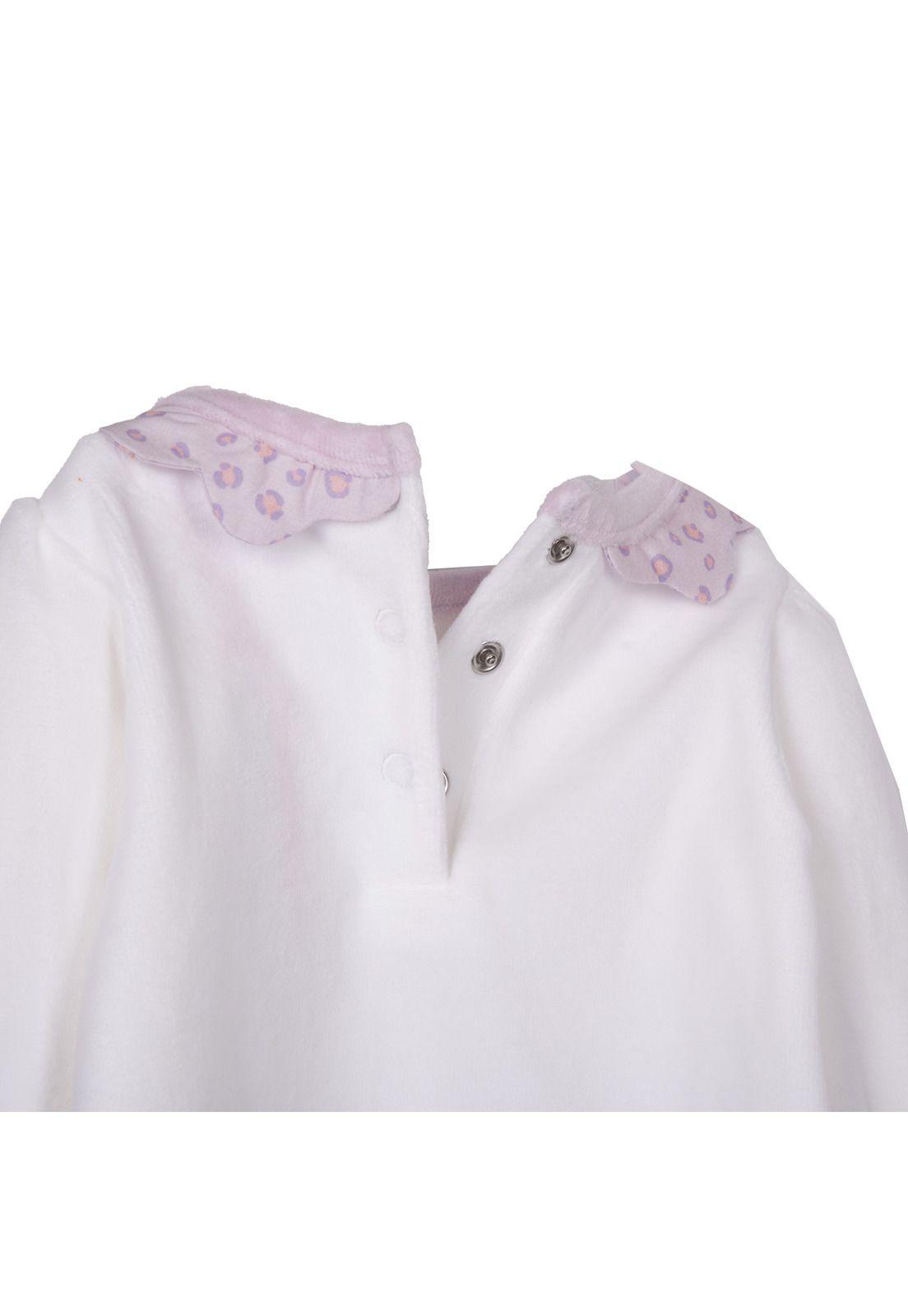 Conjunto Plush Recién Nacido Niña Broches Estampado Lila-2