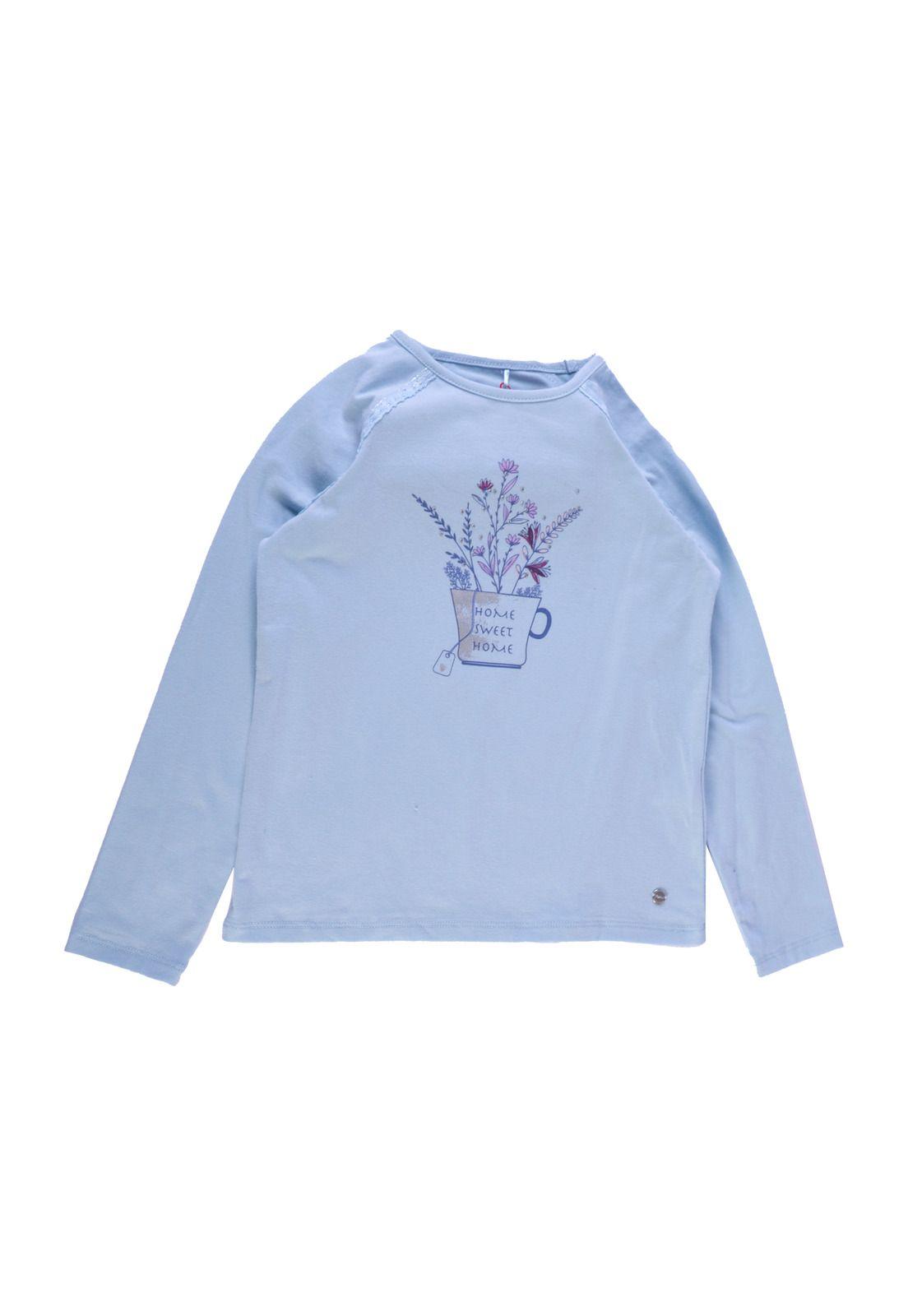 Polera Manga Larga Niña Celeste Pillin-1