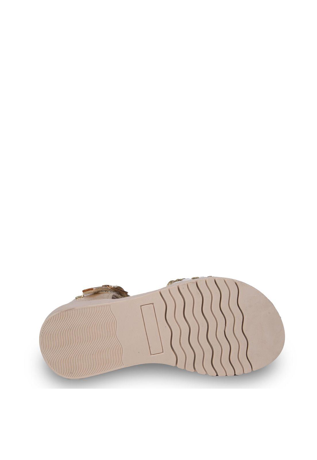 Sandalia Niña Tejida con Velcro Ajustable Dorado Pillin-2