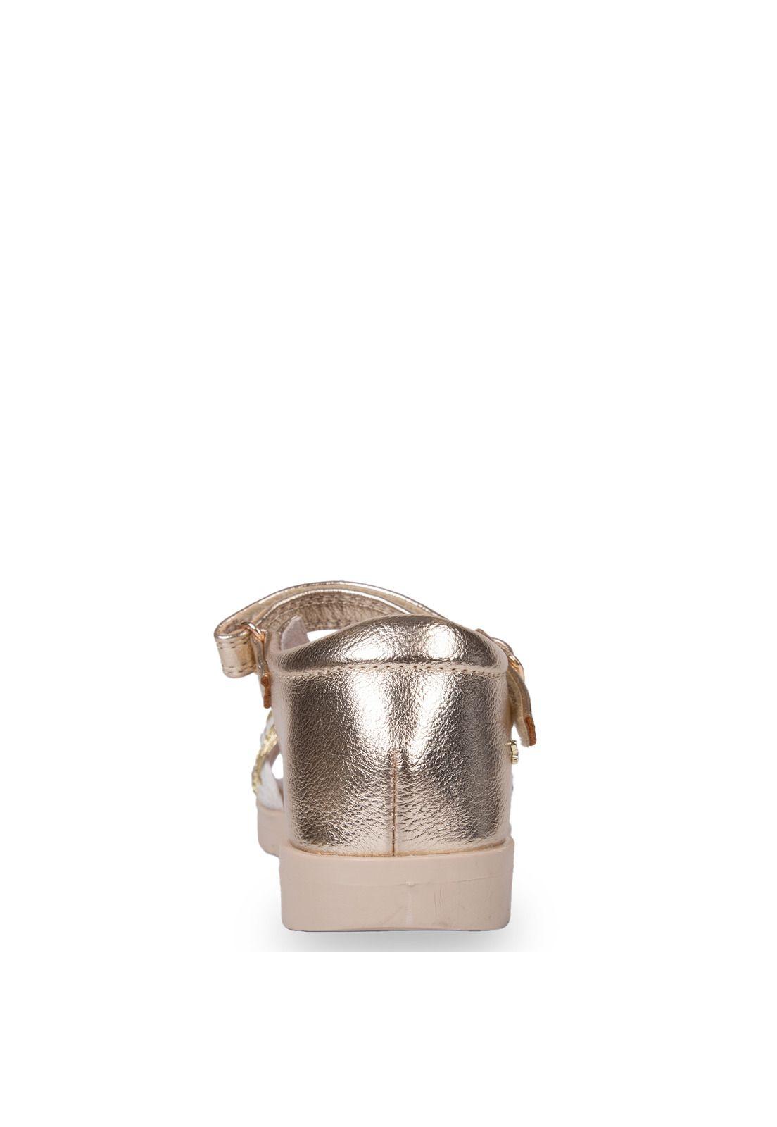 Sandalia Niña Tejida con Velcro Ajustable Dorado Pillin-3