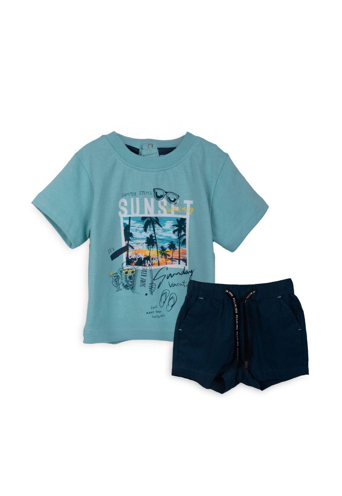 Conjunto Bebé Niño Estampado Celeste Pillin-0