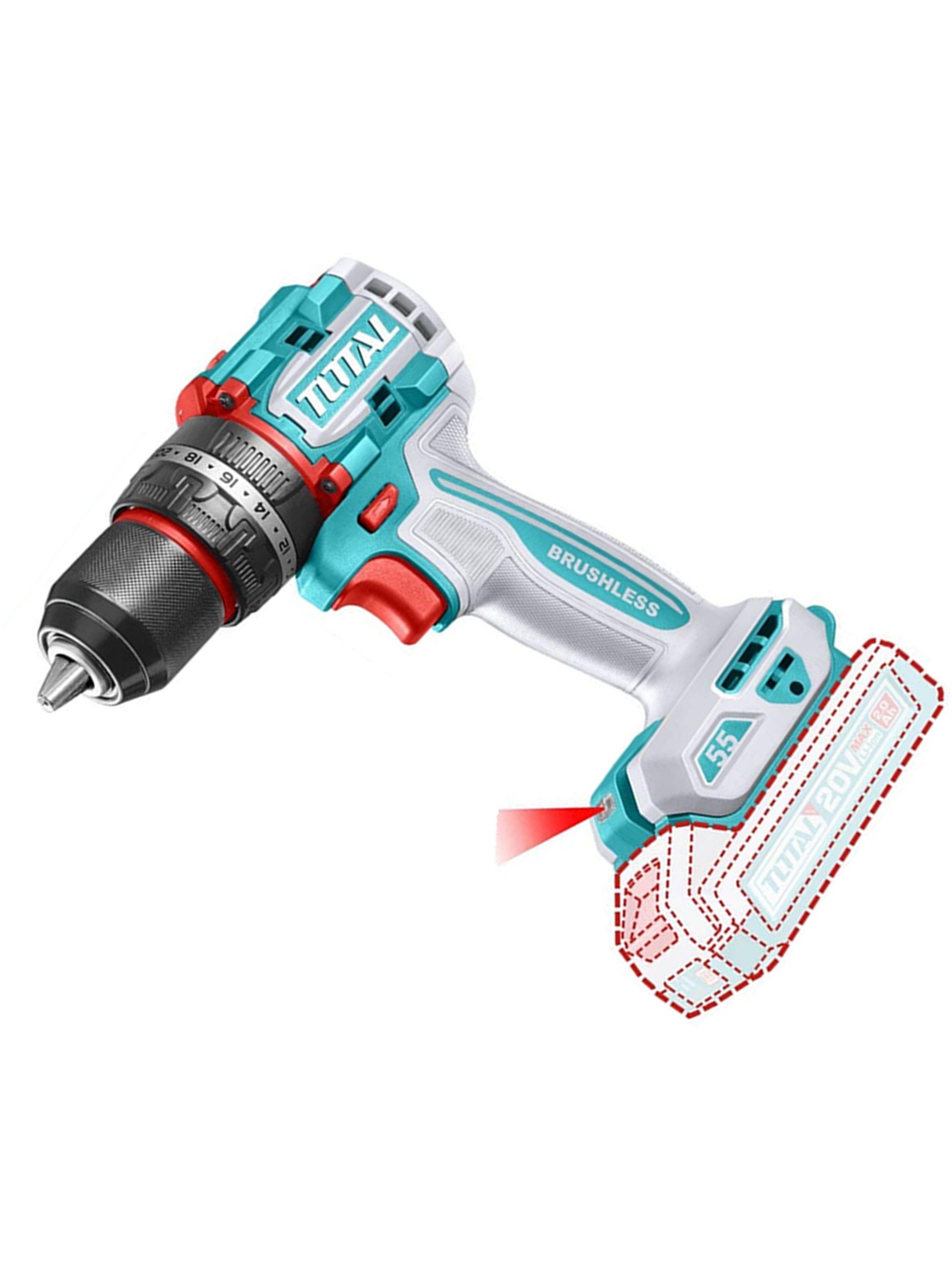 Taladro Atornillador Percutor 20v 2bat+carg Total Tidli20558-2