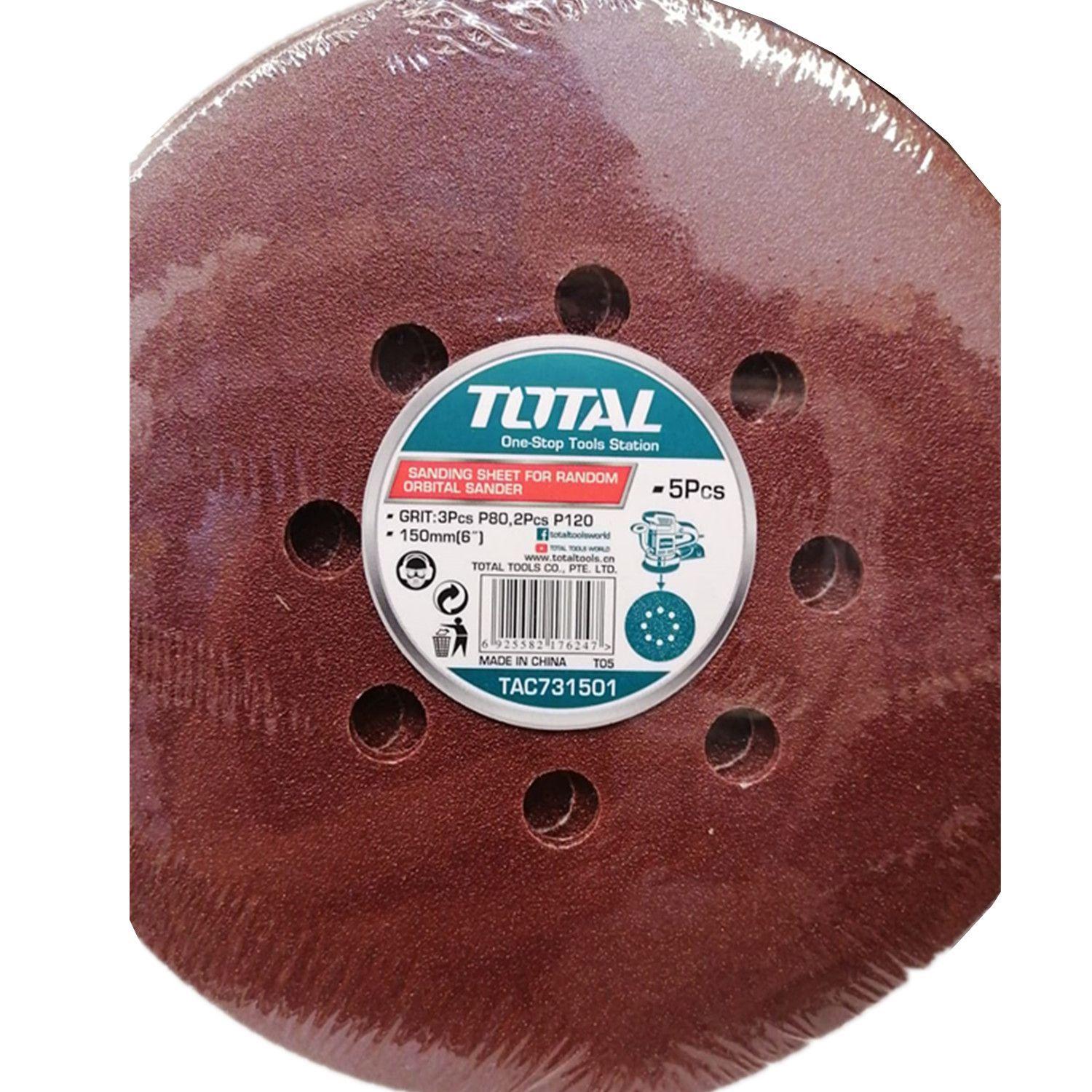 5 Disco Lija Para Pulir 150mm Velcro Grano Variado Tac731501-2