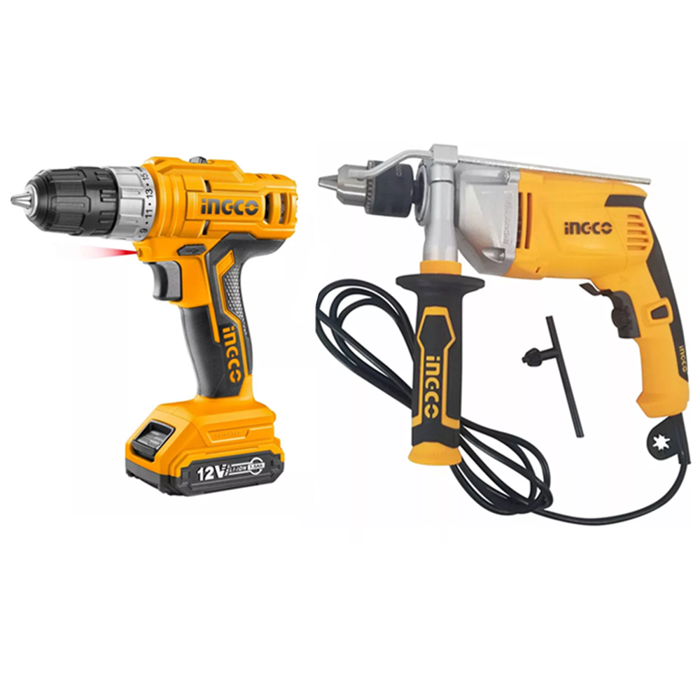 Taladro Percutor 1100w + Taladro Atornillador 12v Ingco-0