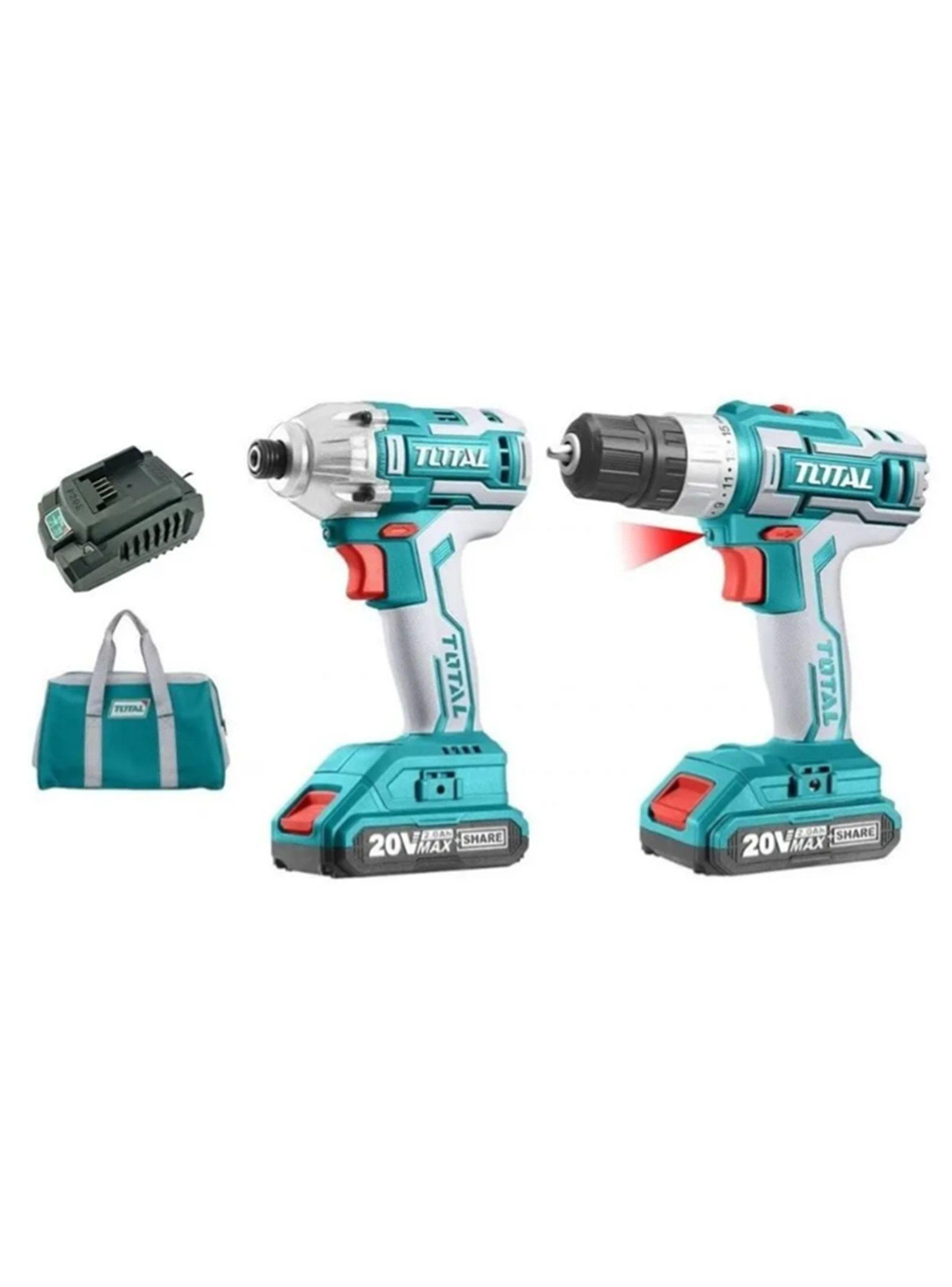 Taladro Atornillador+Taladro Impacto 20v 2Bat+Carg-0