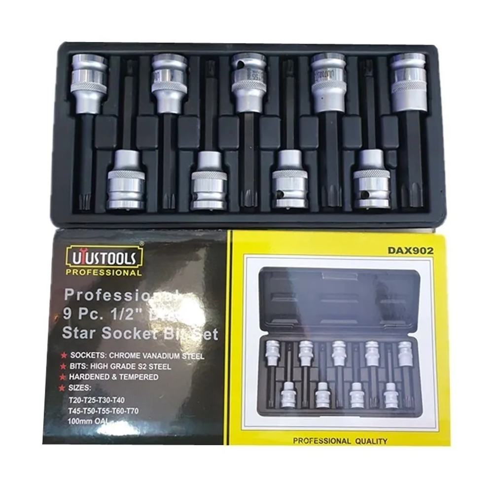 Set Dados Torx Largo 10cm Prof 9 Piezas Uyustools-2