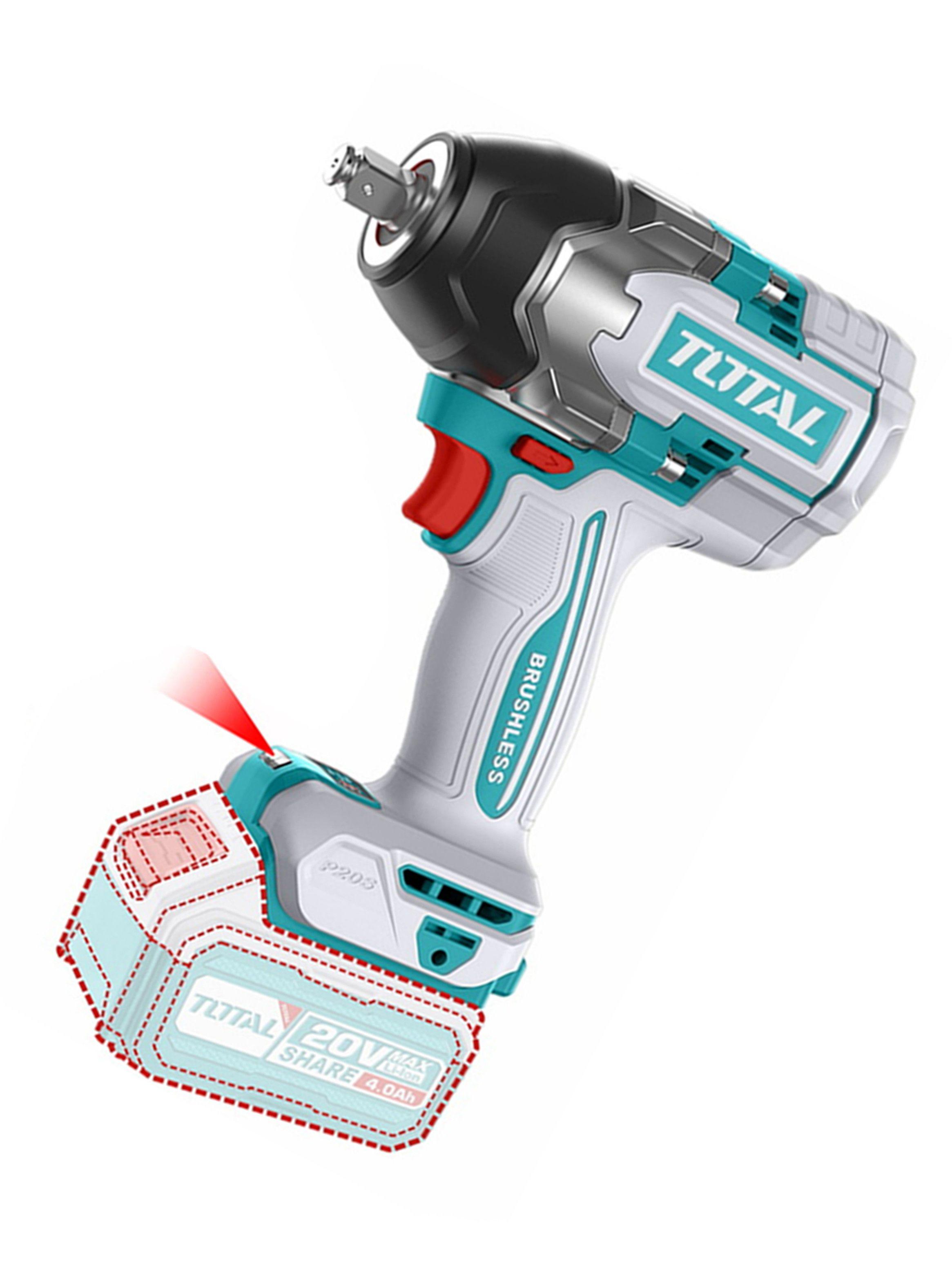 Taladro Pistola Llave Impacto 20v Bat+ Carg 850nm Total-1