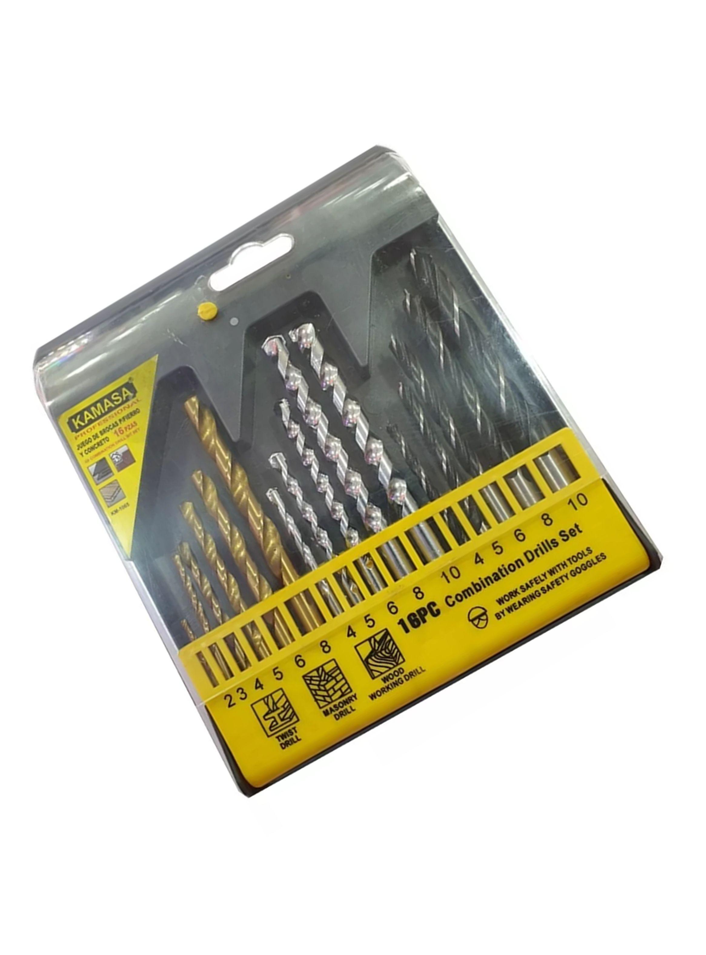 Brocas Para Madera Cemento Metal 16 Piezas Km1065-1