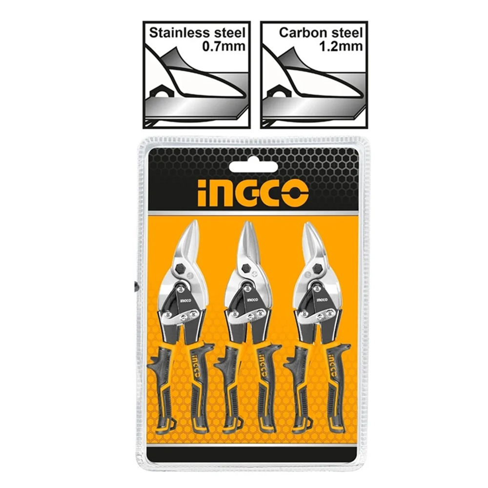 Tijera Aviación Hojalatera 10 PulG 3 Piezas Ingco-1