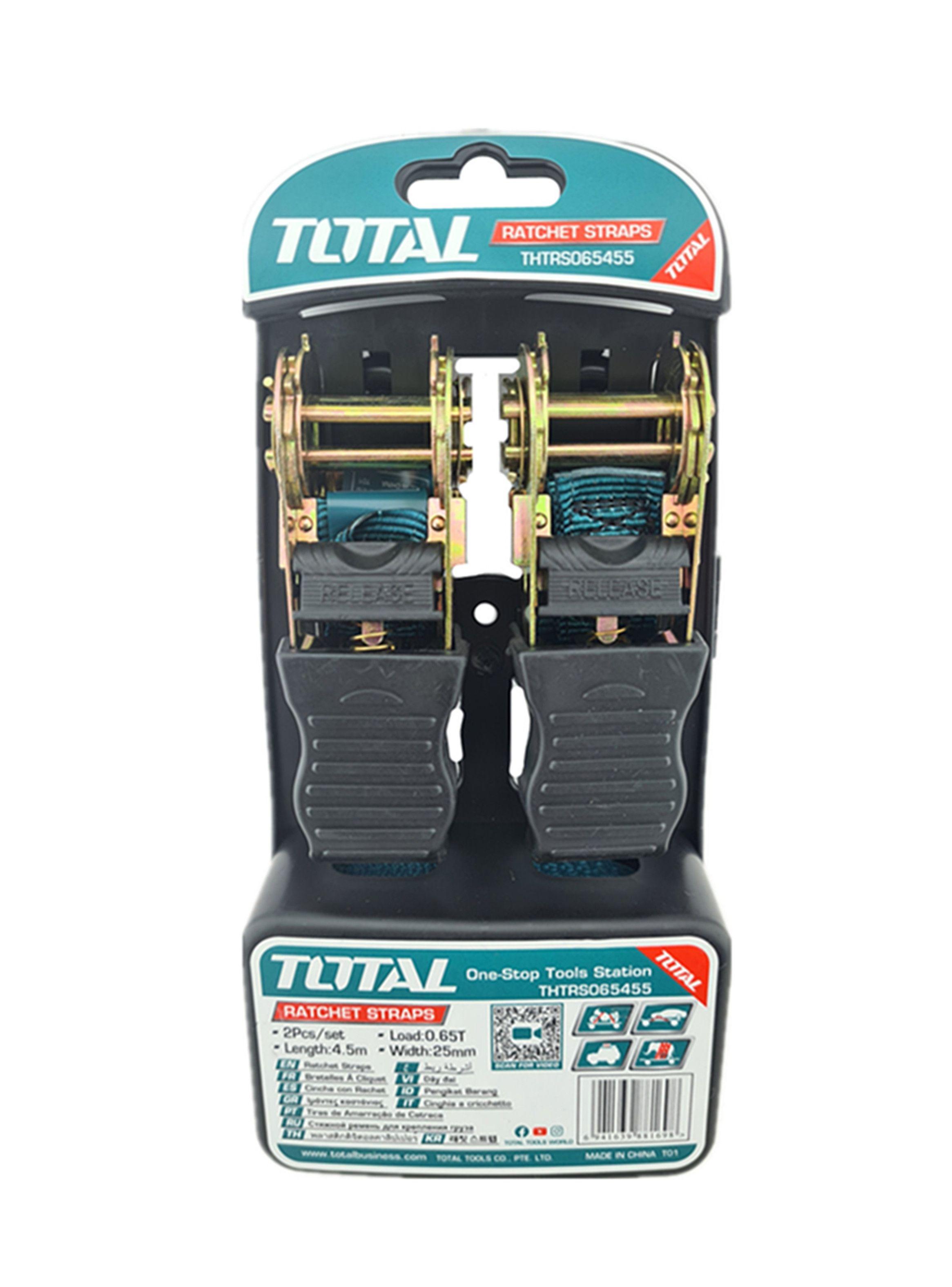 Juego 2 Eslinga Cinta Amarre Con Ratchet 4.5m X 25mm Total-0