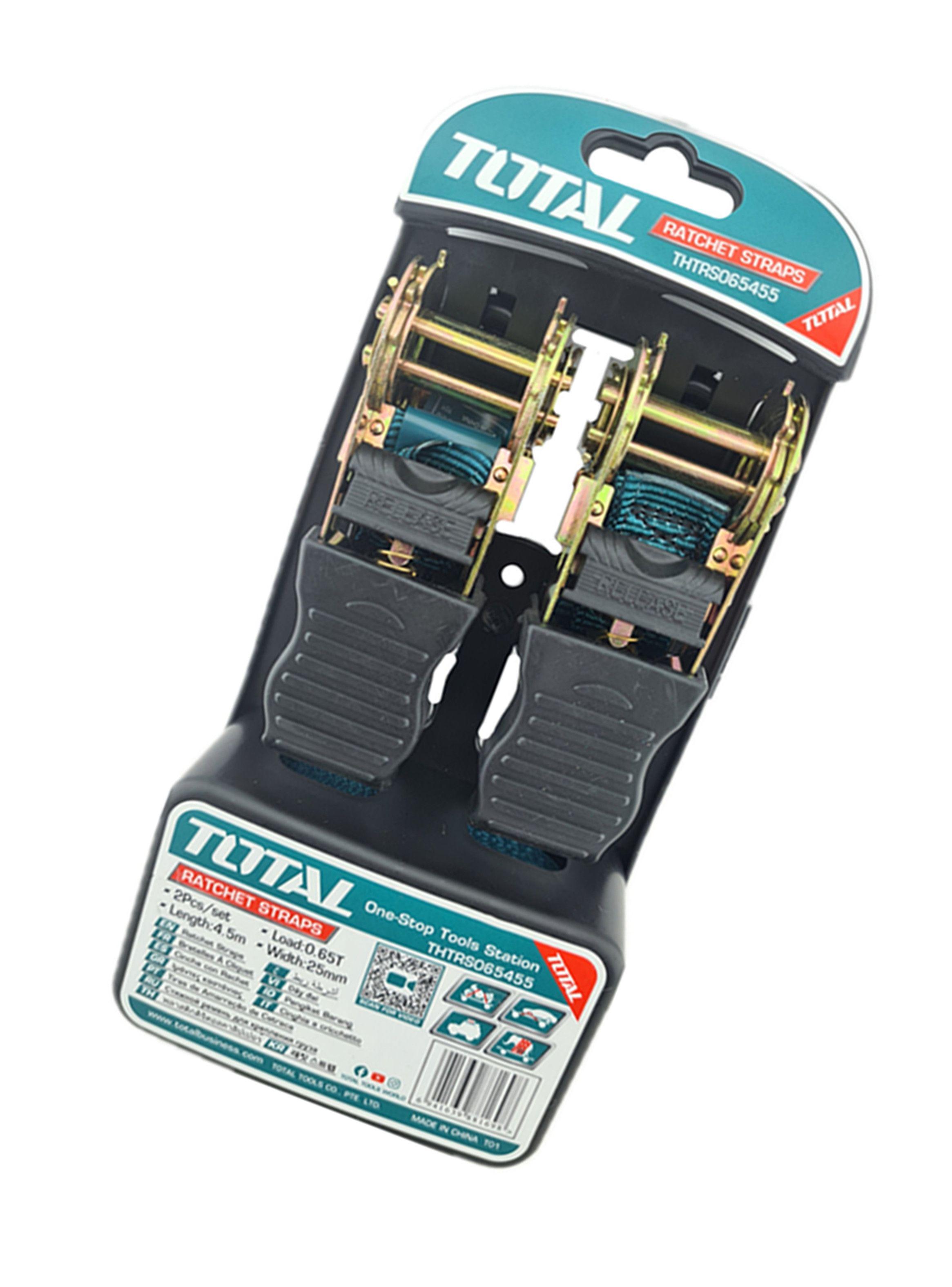 Juego 2 Eslinga Cinta Amarre Con Ratchet 4.5m X 25mm Total-2