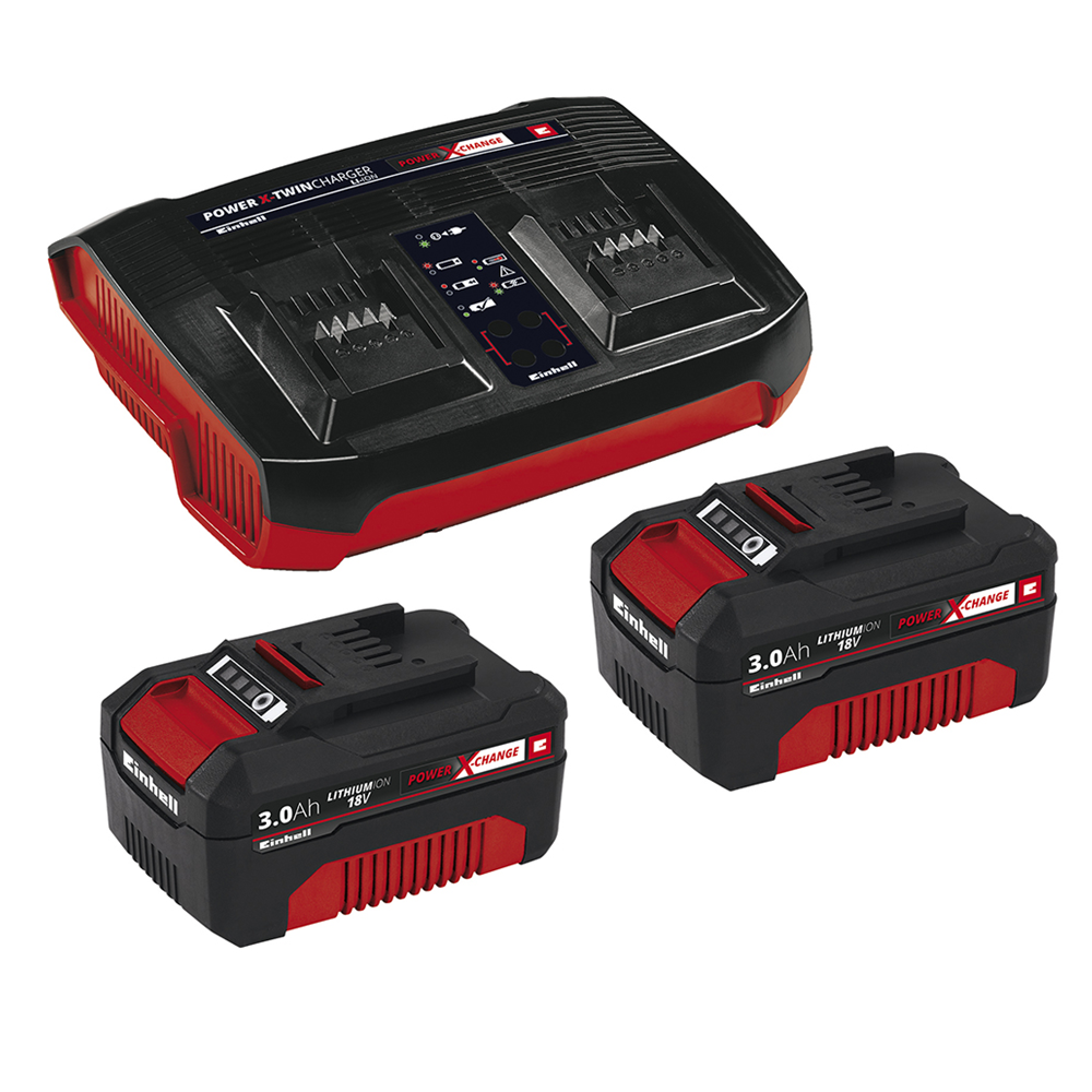 Kit Cargador Doble + 2 Baterias 18v 3.0ah Einhell-0