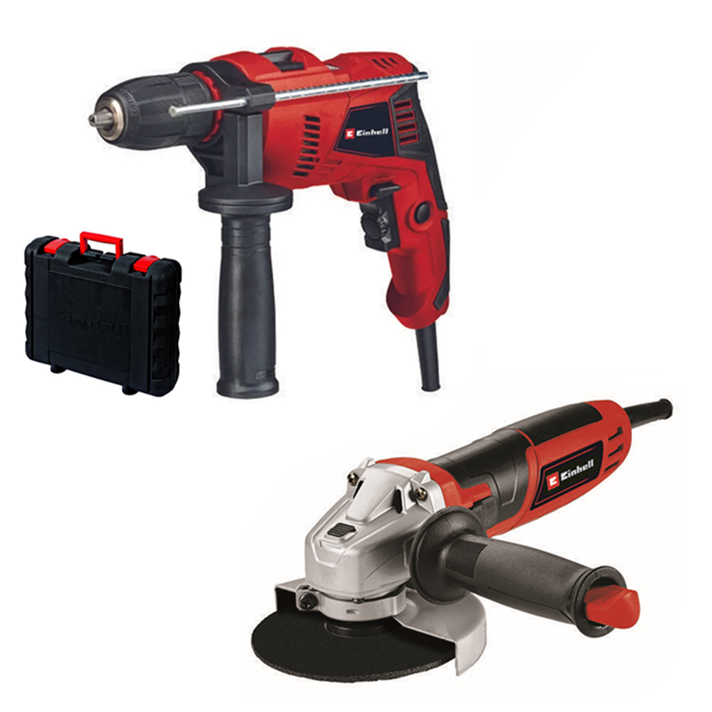 Kit Taladro Percutor + Esmeril Angular Einhell-0