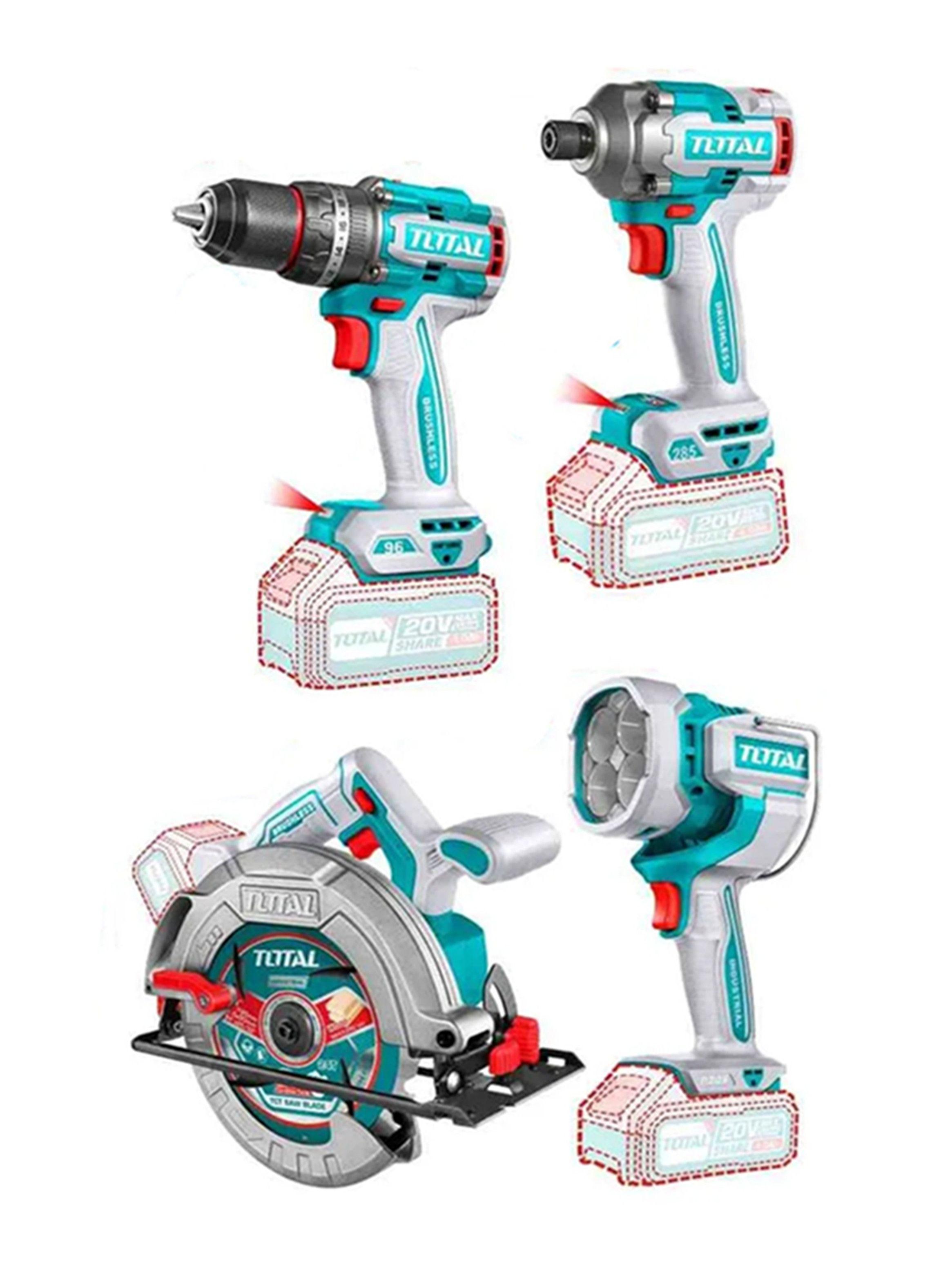 Taladro+ Atornillador+ Sierra Circular+ Lampara 20v Total-1