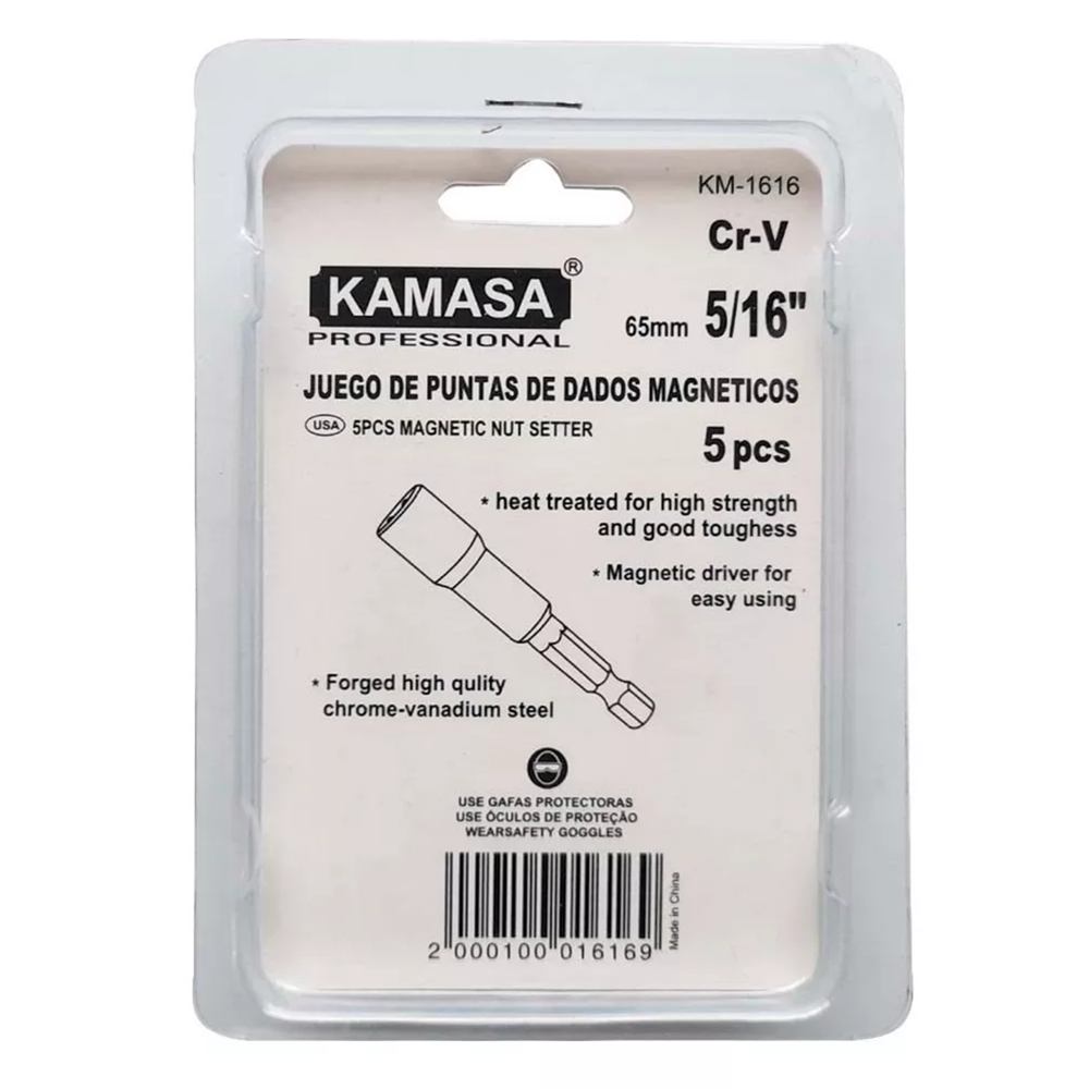 Juego De Adaptadores 5/16 Punta Magnetica 5 Piezas Kamasa-1