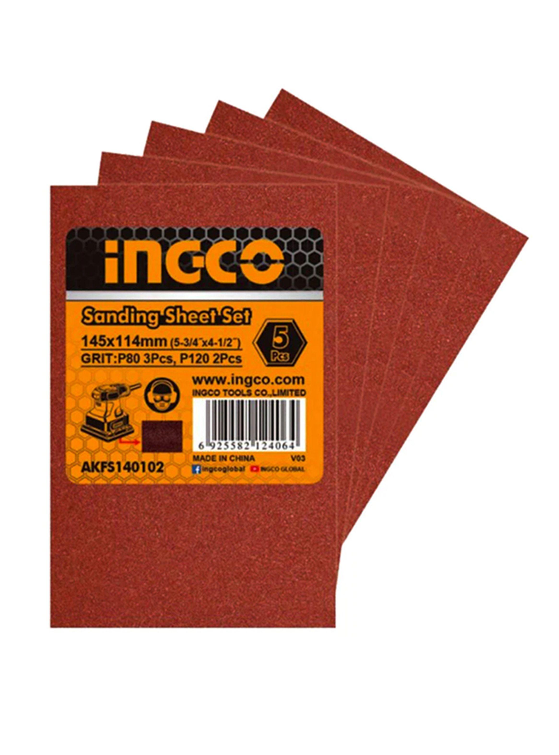 5 Hojas De Lija Para Pulir 145x114mm Grano Variado Ingco-0