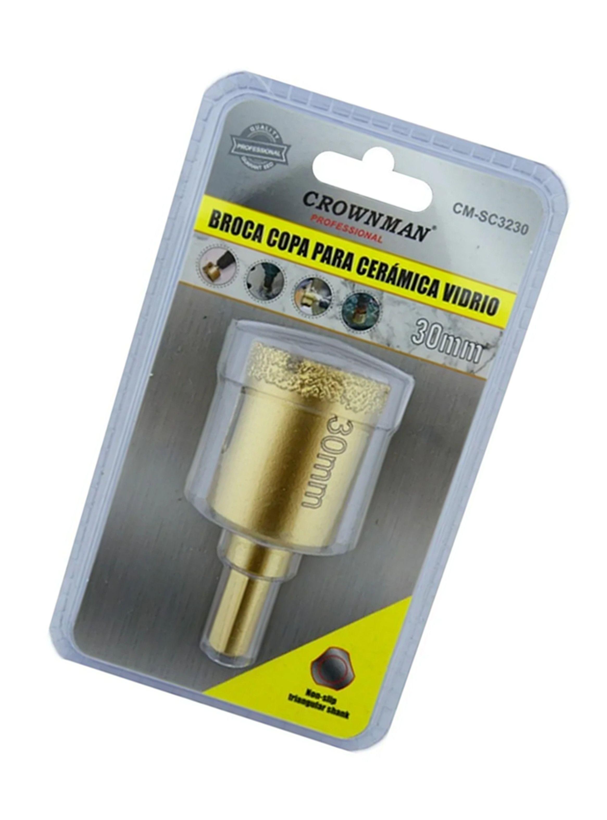 Broca Copa Diamantada Para Vidrio Marmol 30mm Crow-1