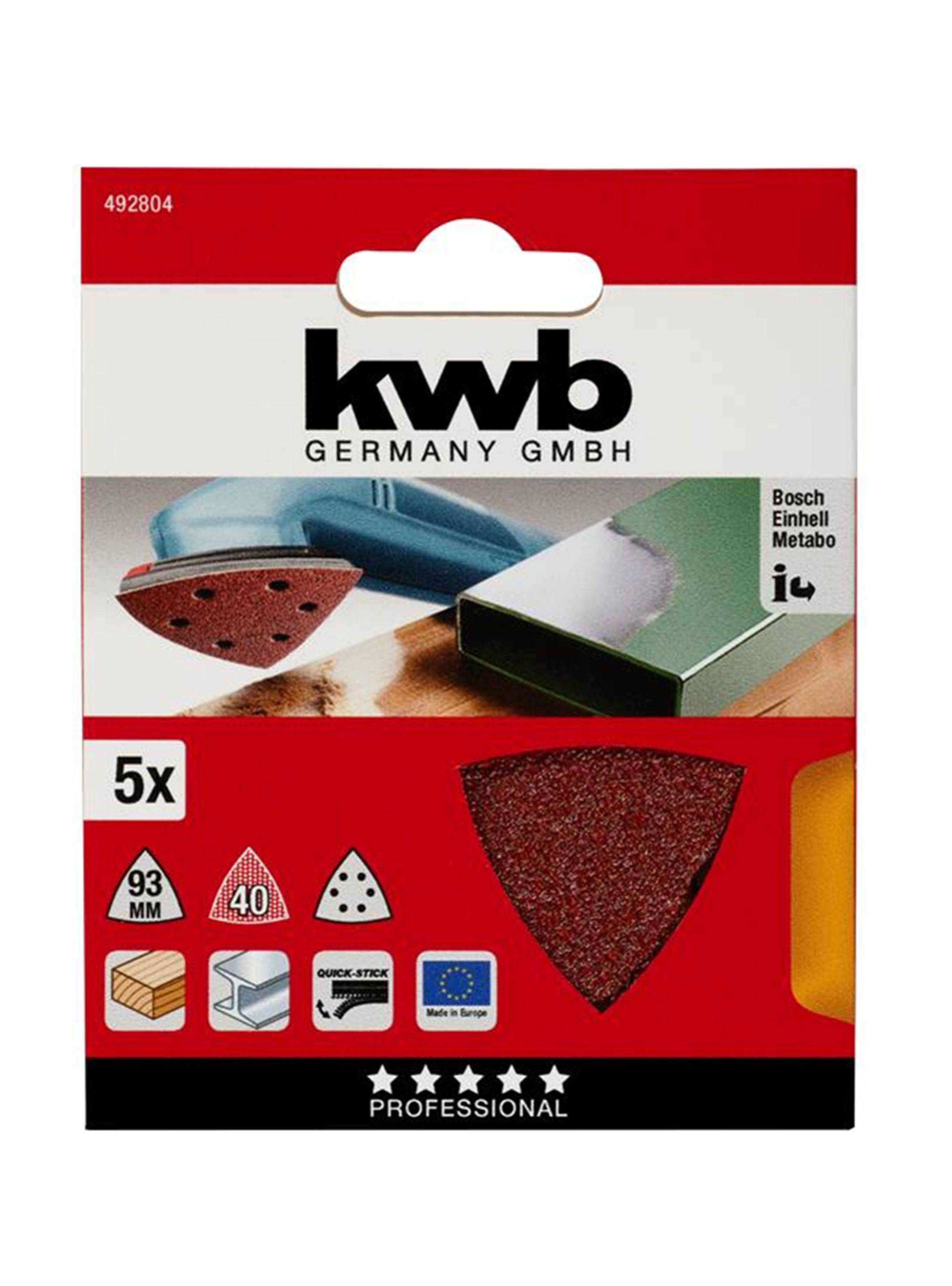 5 Lijas Delta P/ Herramienta Oscilante 93mm Grano 40 Kwb-1