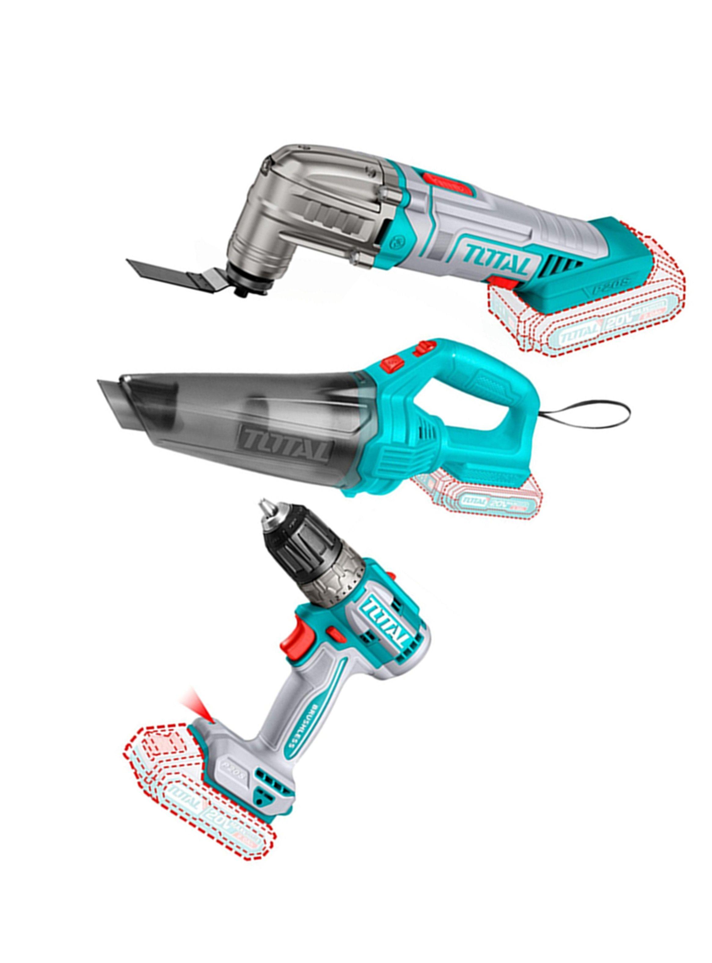 Kit Taladro+ Aspiradora+ Herramienta Oscilante Multiuso 20v-2