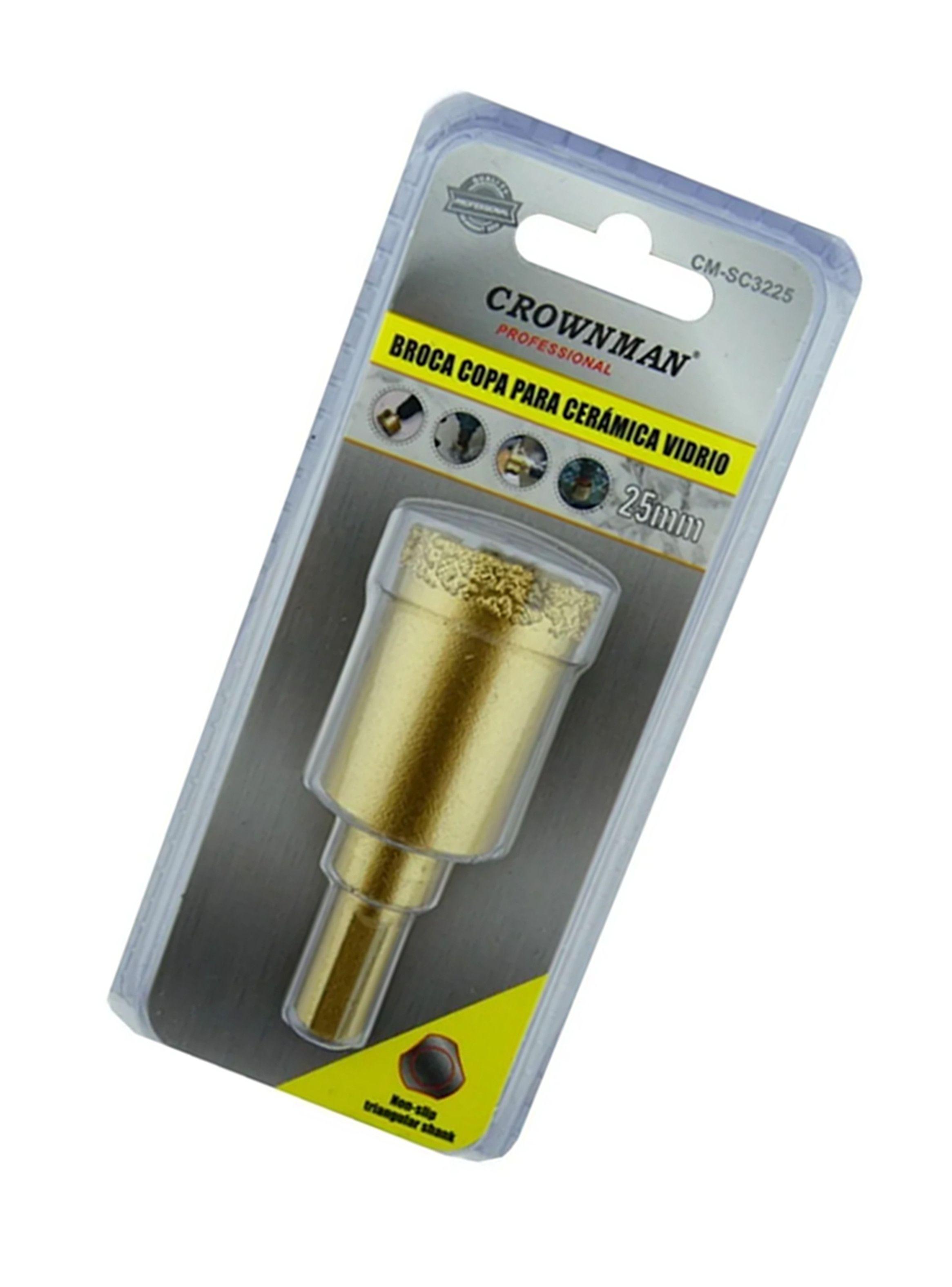 Broca Copa Diamantada Para Vidrio Marmol 25mm Crow-2