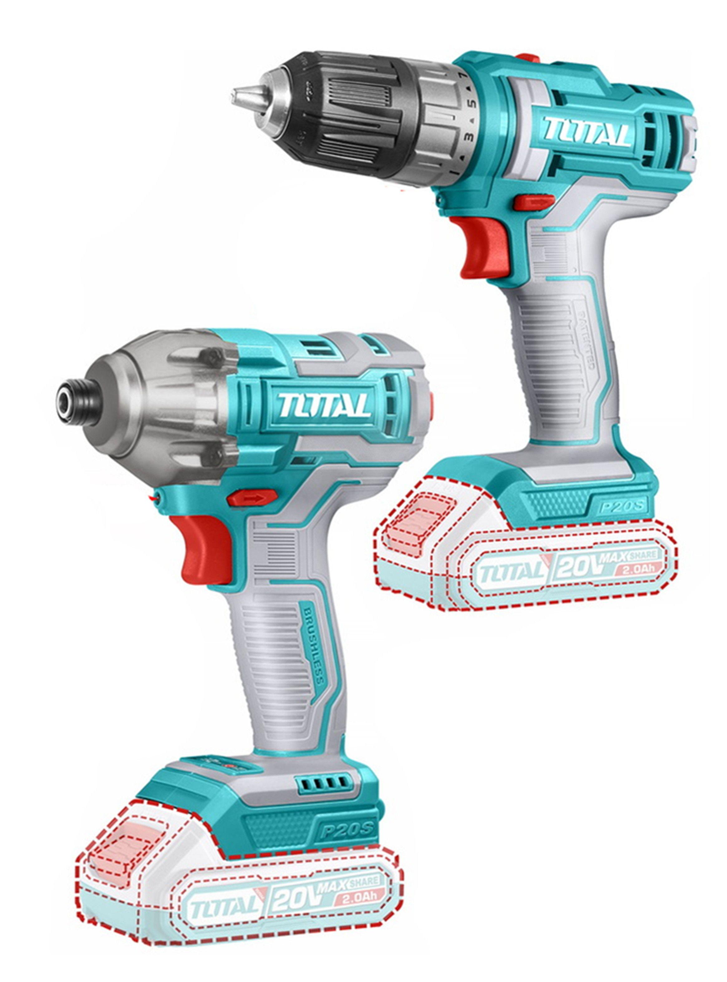 Kit Atornillador De Impacto + Taladro 20v 2bat + Carg Total-1
