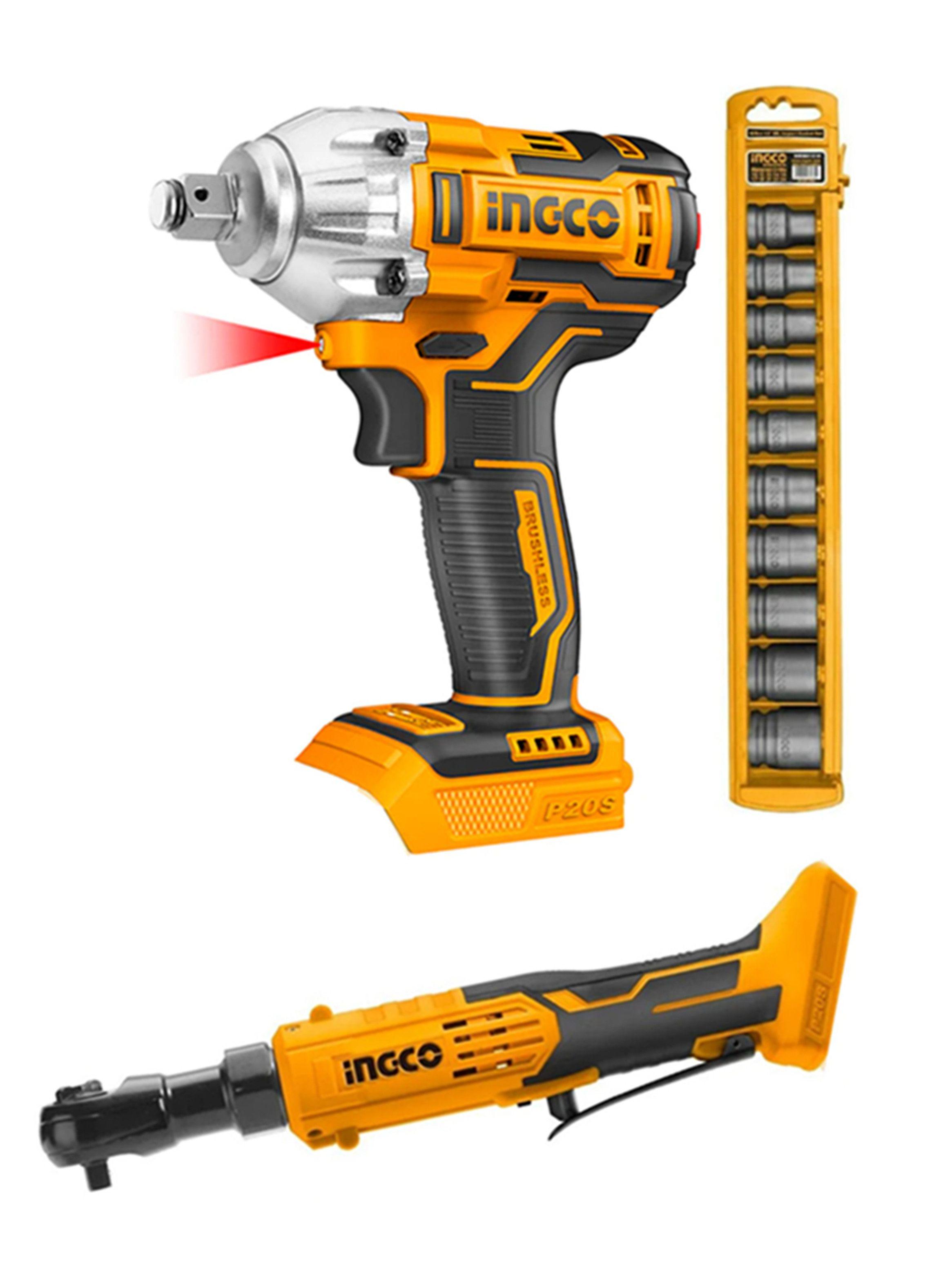 Kit Llave Chicharra 3/8 + Llave Impacto 20v Bat+ Carg Ingco-1