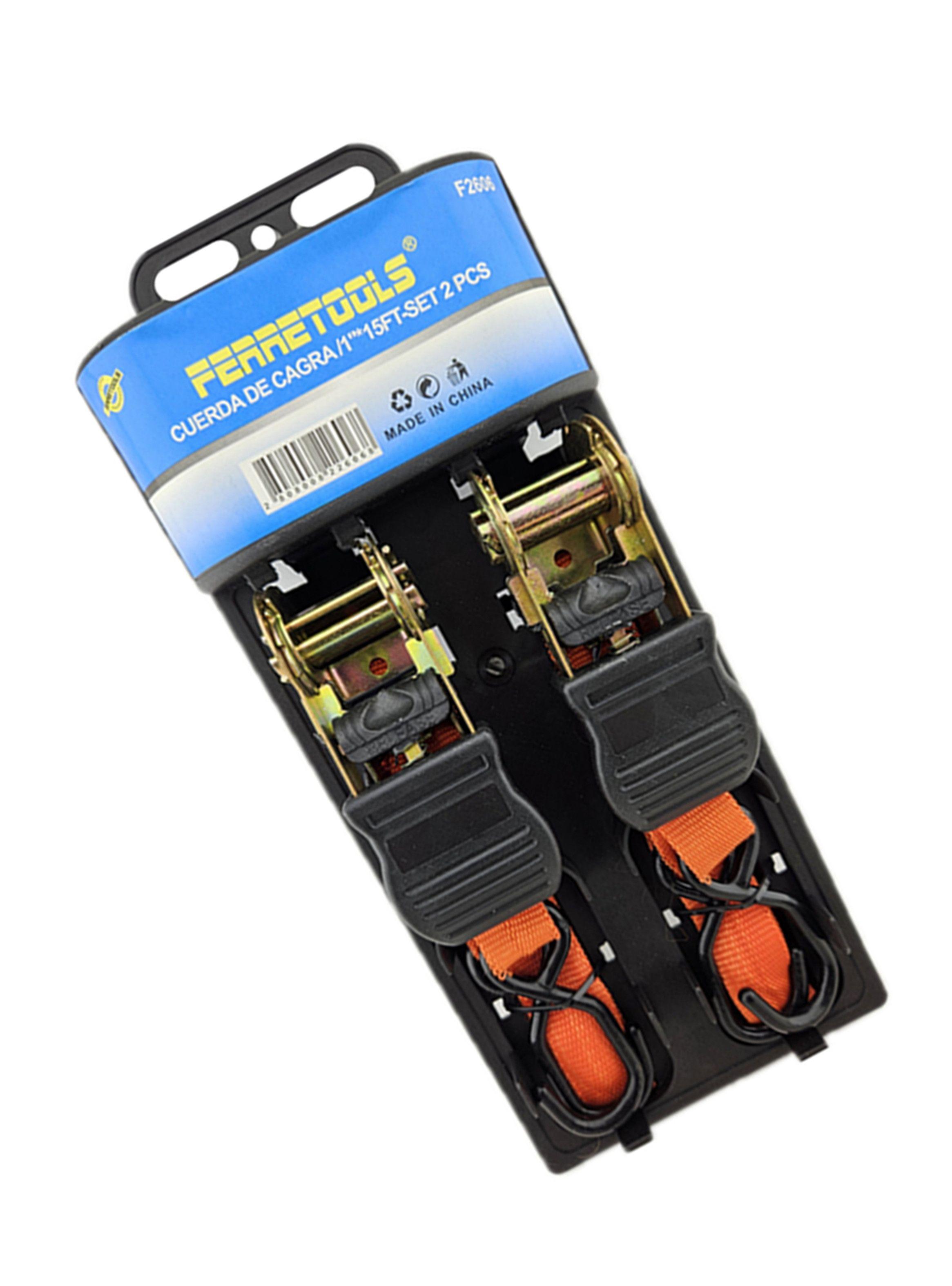 Juego 2 Eslinga Cinta Amarre Con Ratchet 1puLG X 15ft Fts-1
