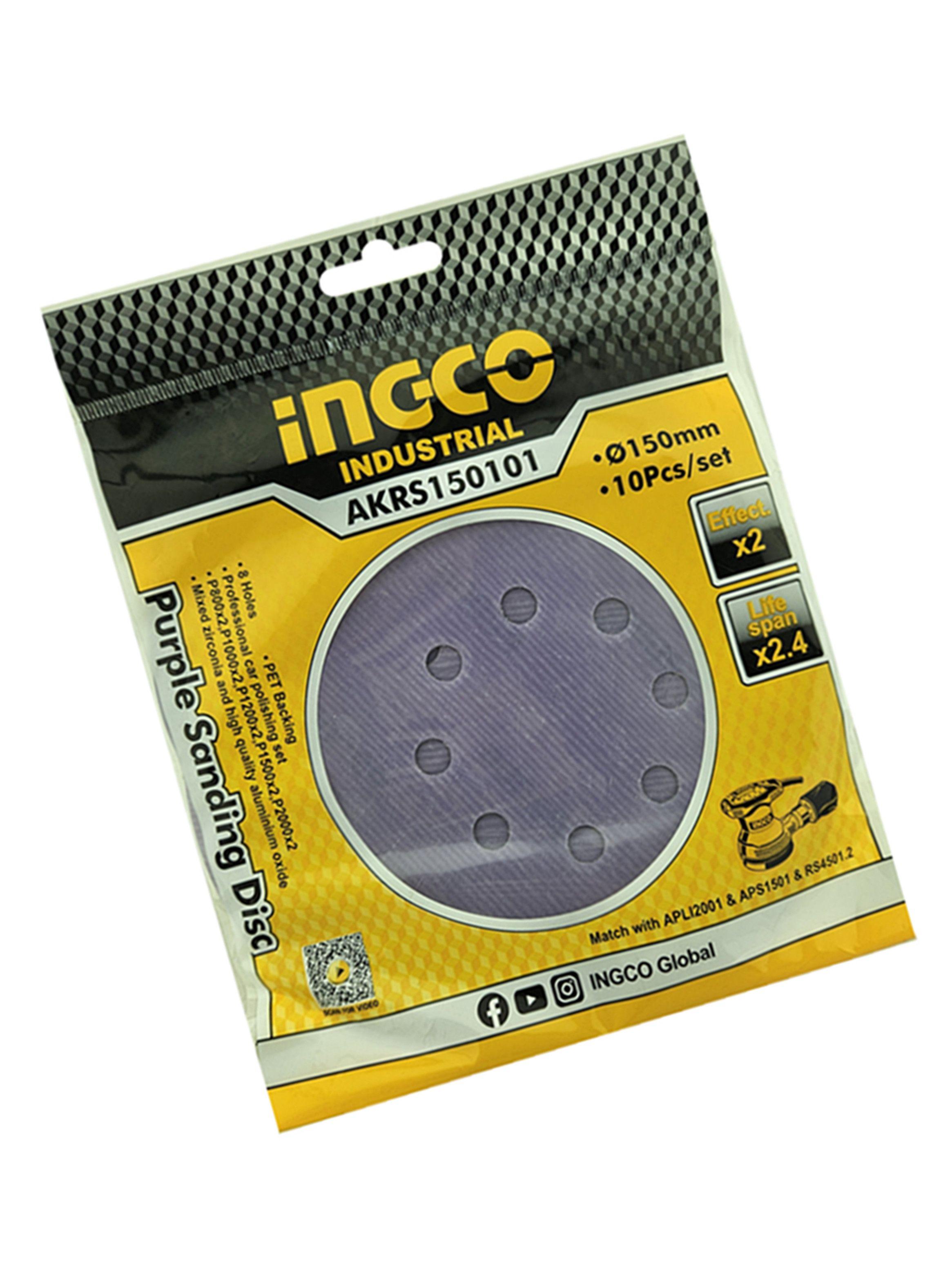 10 Disco Lija Zirconio Velcro 150mm Grano Variado Ingco-1