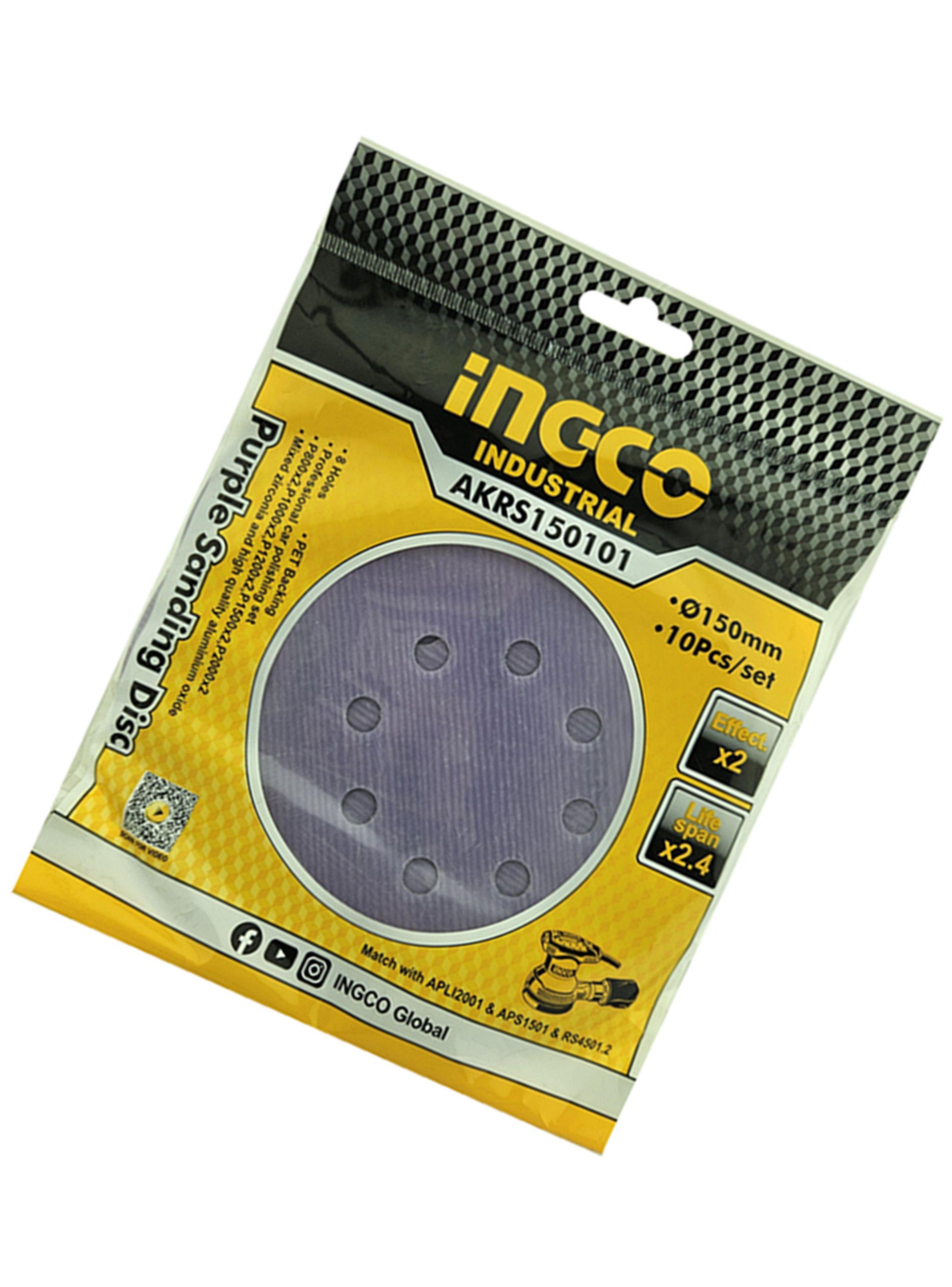10 Disco Lija Zirconio Velcro 150mm Grano Variado Ingco-2