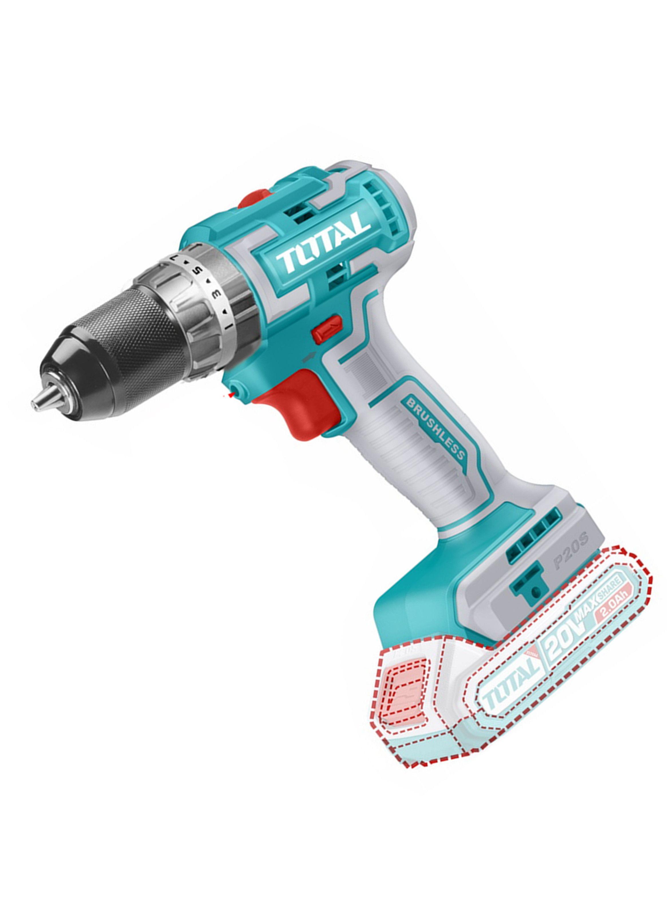 Taladro Atornillador Percutor 20v 13mm 2bat+ Carg Total-2