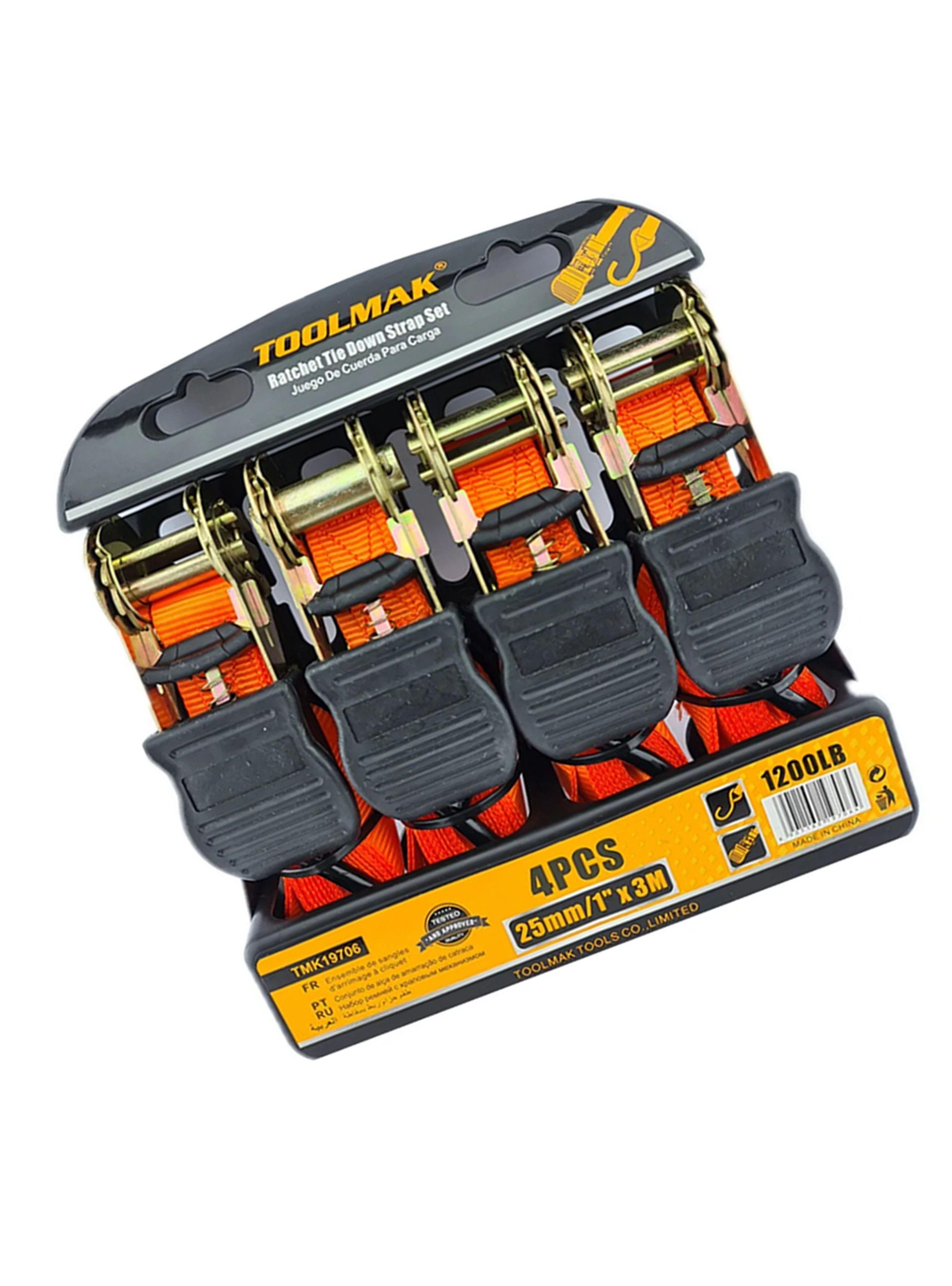 Set Eslinga Cinta Amarre Ratchet 4 Piezas Tmk19706-1