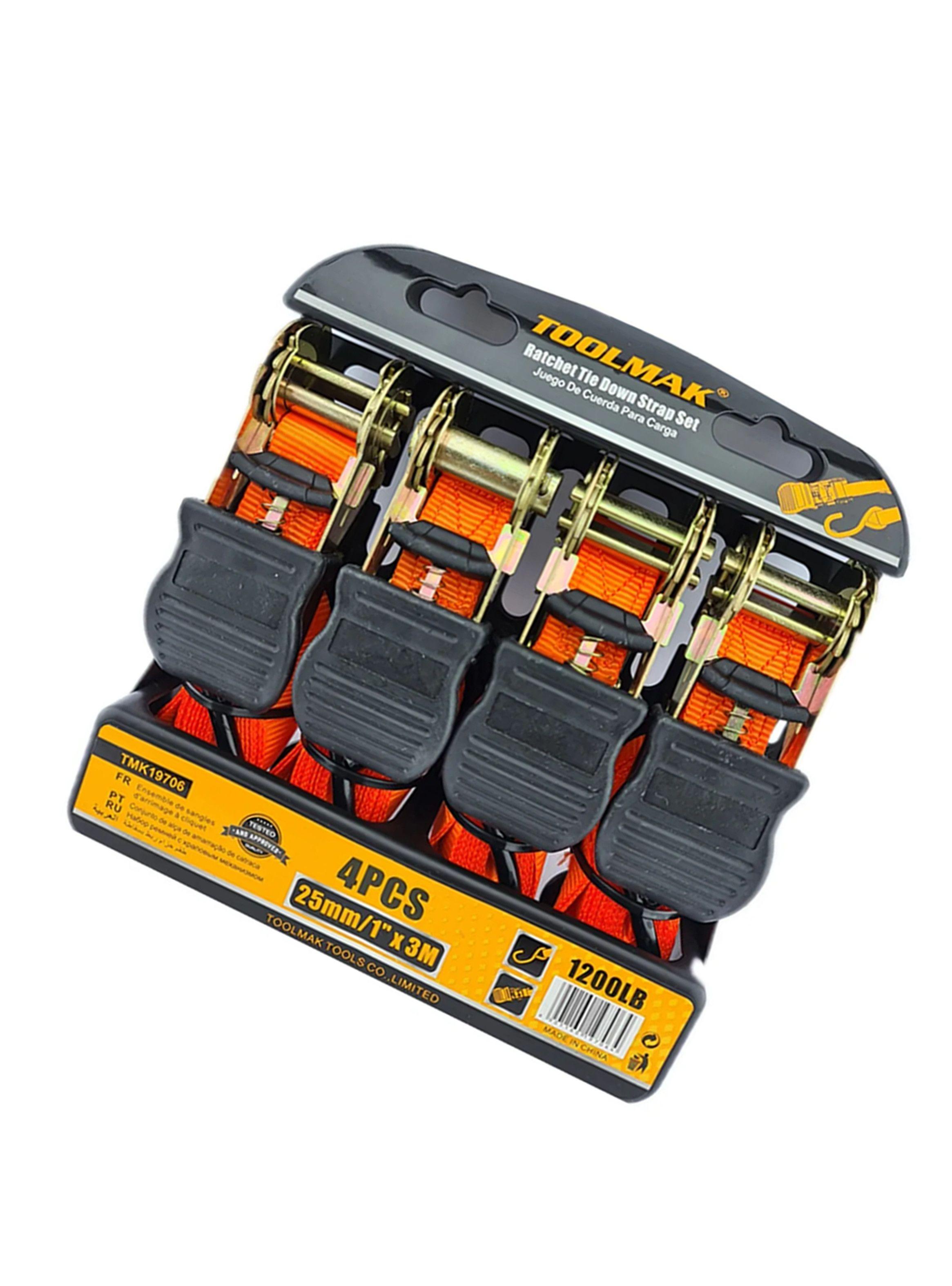 Set Eslinga Cinta Amarre Ratchet 4 Piezas Tmk19706-2