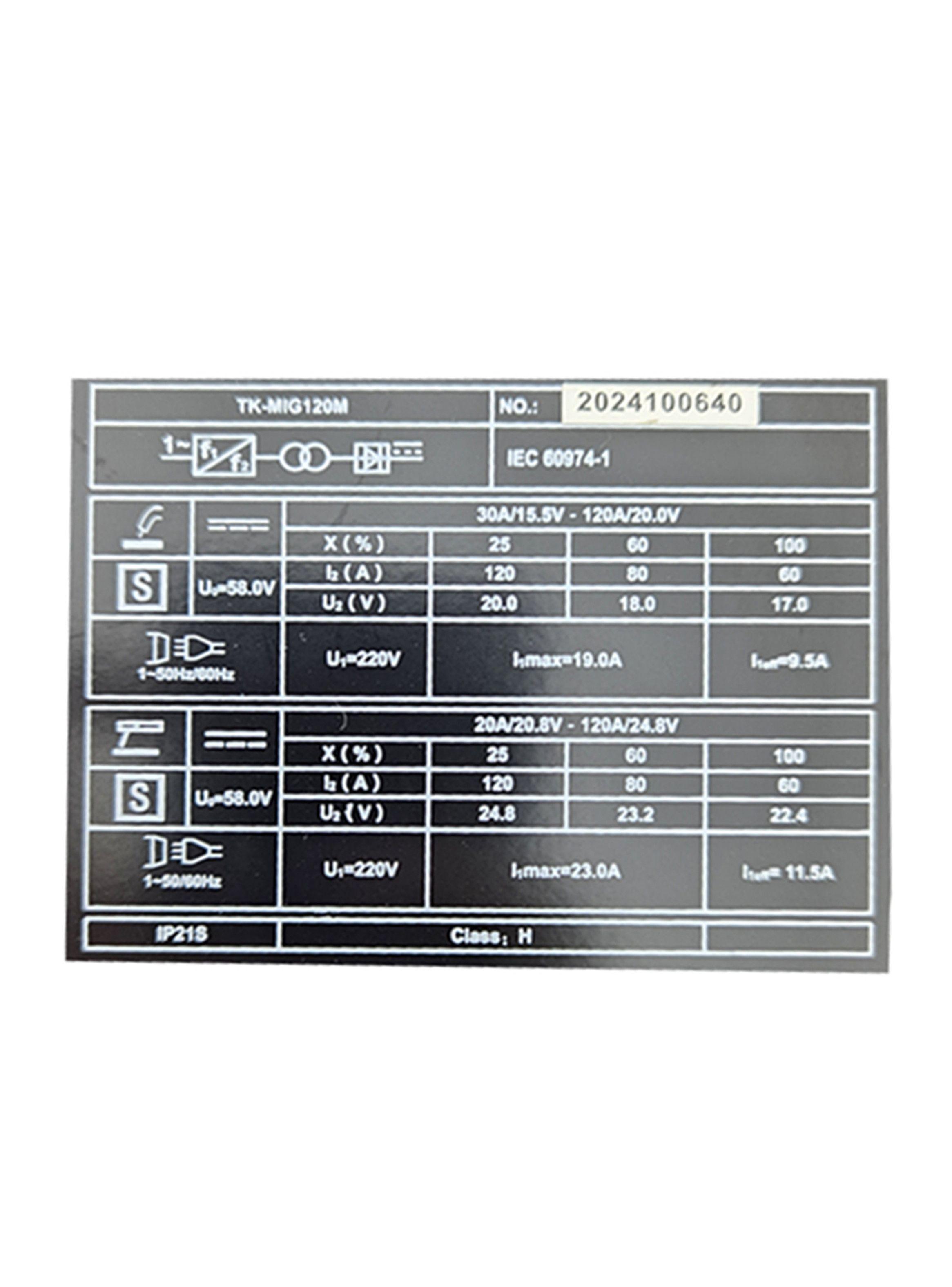 Maquina De Soldar Soldadora 120amp Toyaki Tk-mig120m-2
