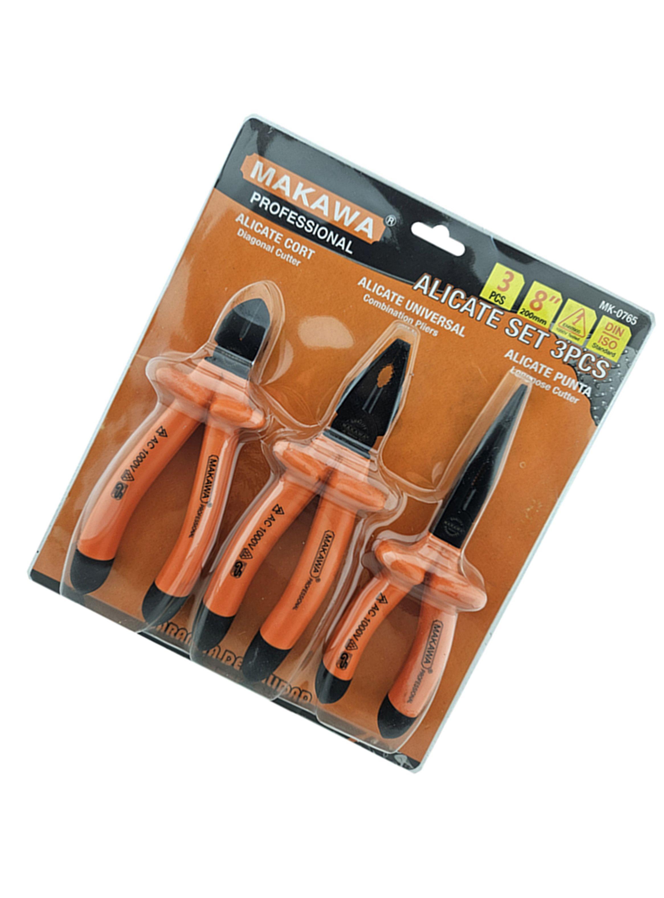 Kit Set Juego De Alicates Aislados 3 Piezas Makawa Mk0765-1