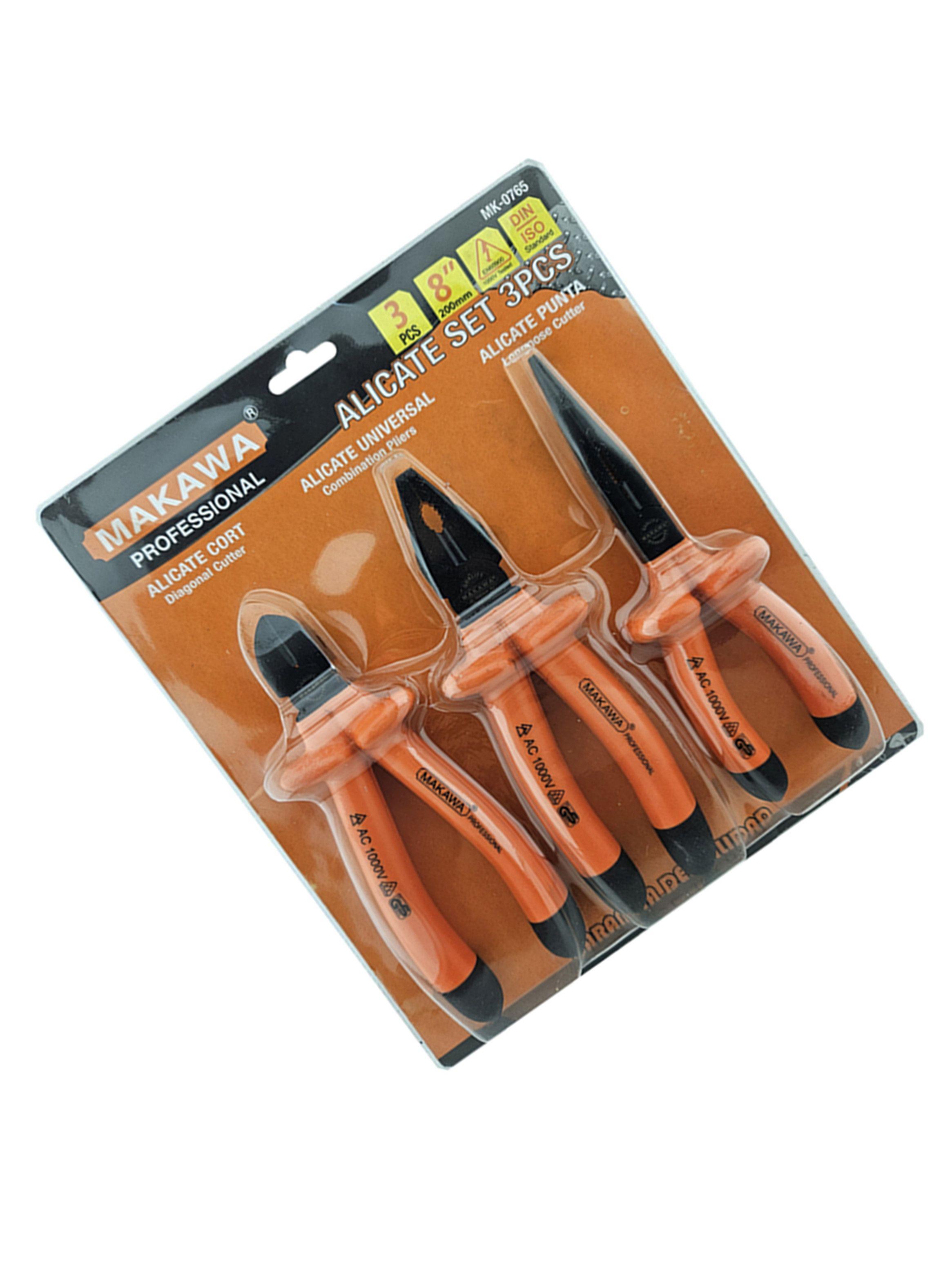 Kit Set Juego De Alicates Aislados 3 Piezas Makawa Mk0765-2