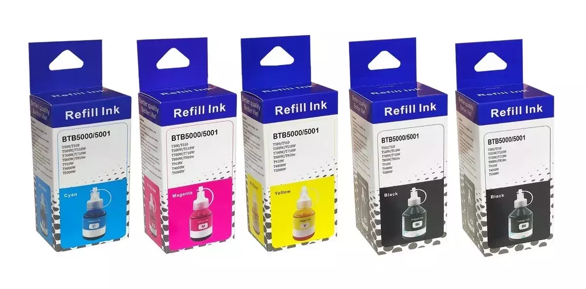 Pack 5 Tintas Alternativa Para Brother Bt6001/bt5001 2negra-0